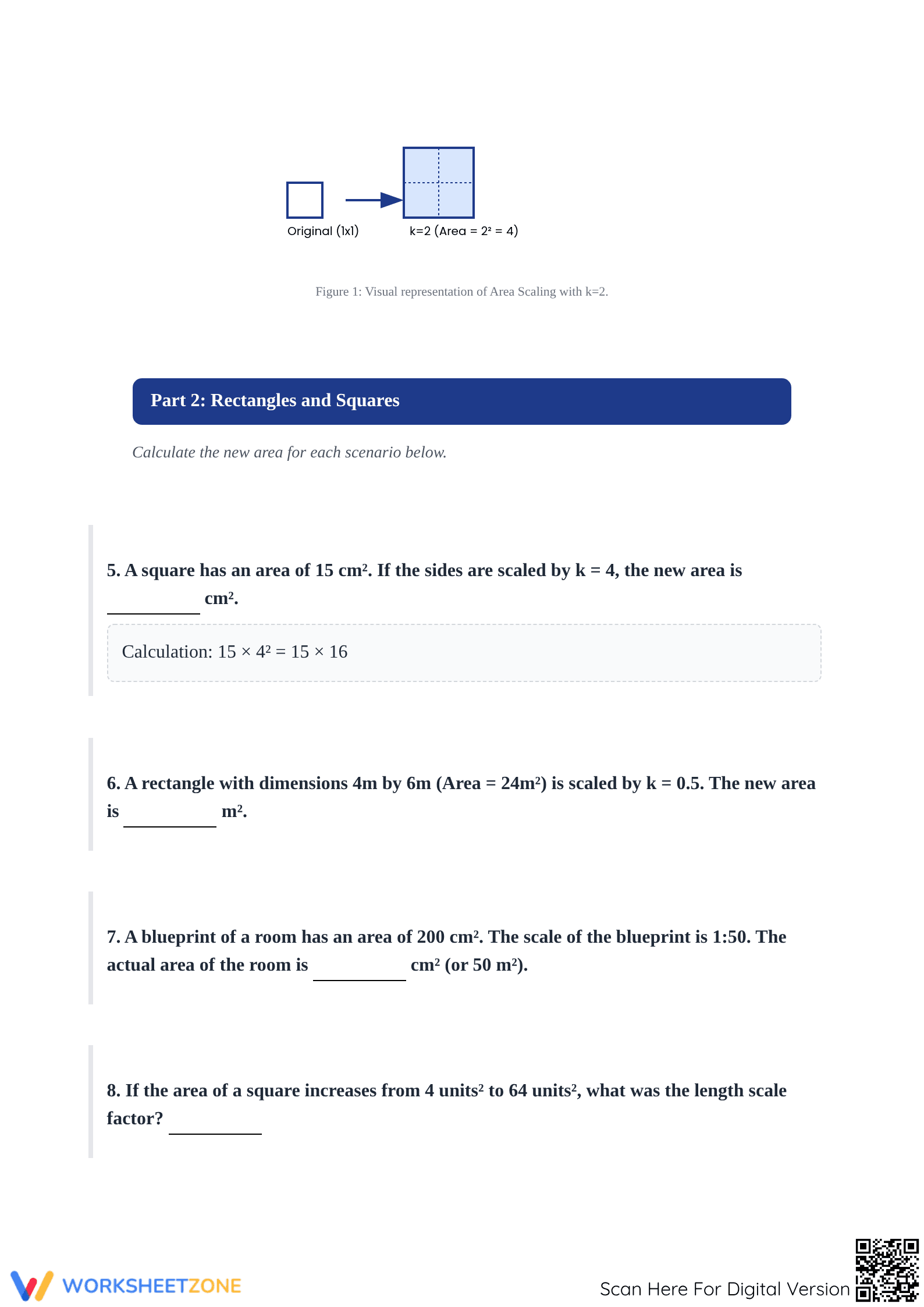 Essential Area Scaling Worksheet | Grades 5-9 Math - Page 2