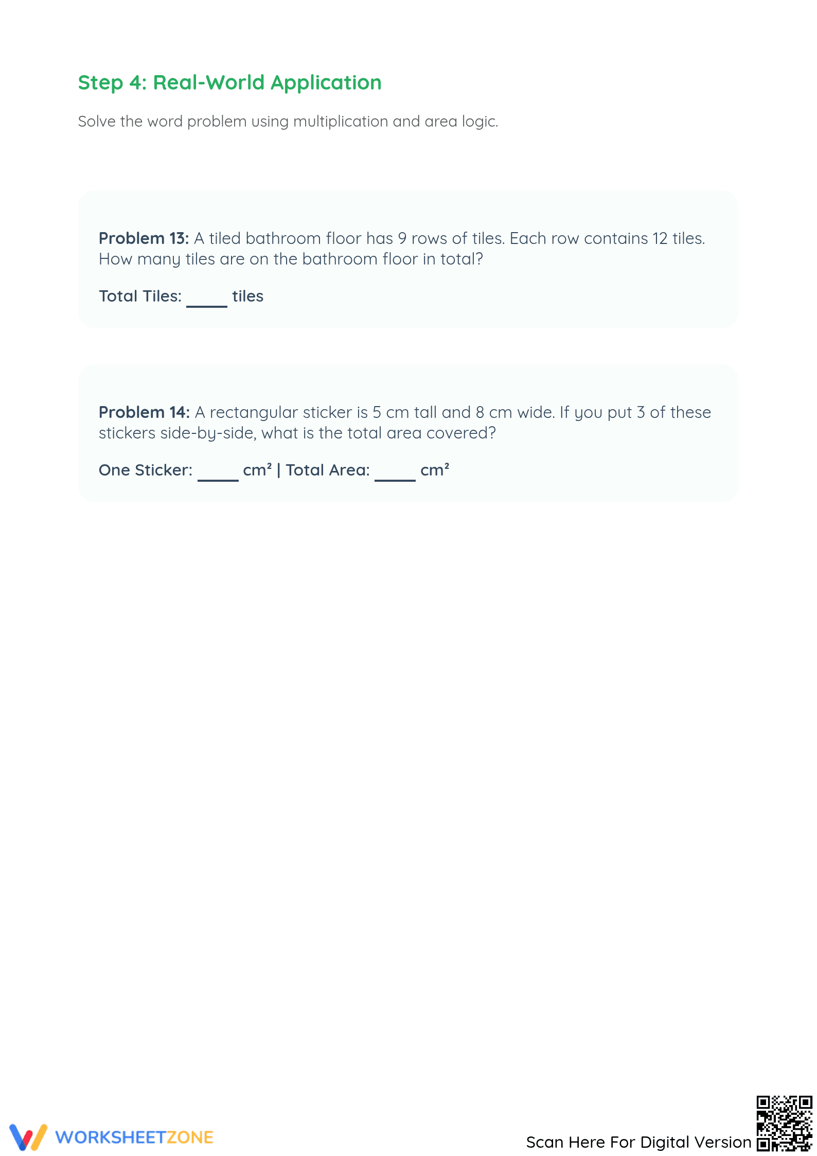 Essential Grade 3 Multiplication and Area Model Worksheet - Page 3