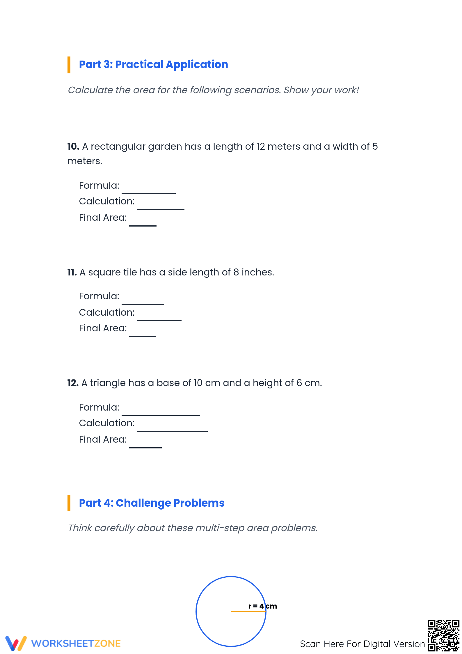 Essential Area Formulas Worksheet | Grades 4-8 Printable - Page 3