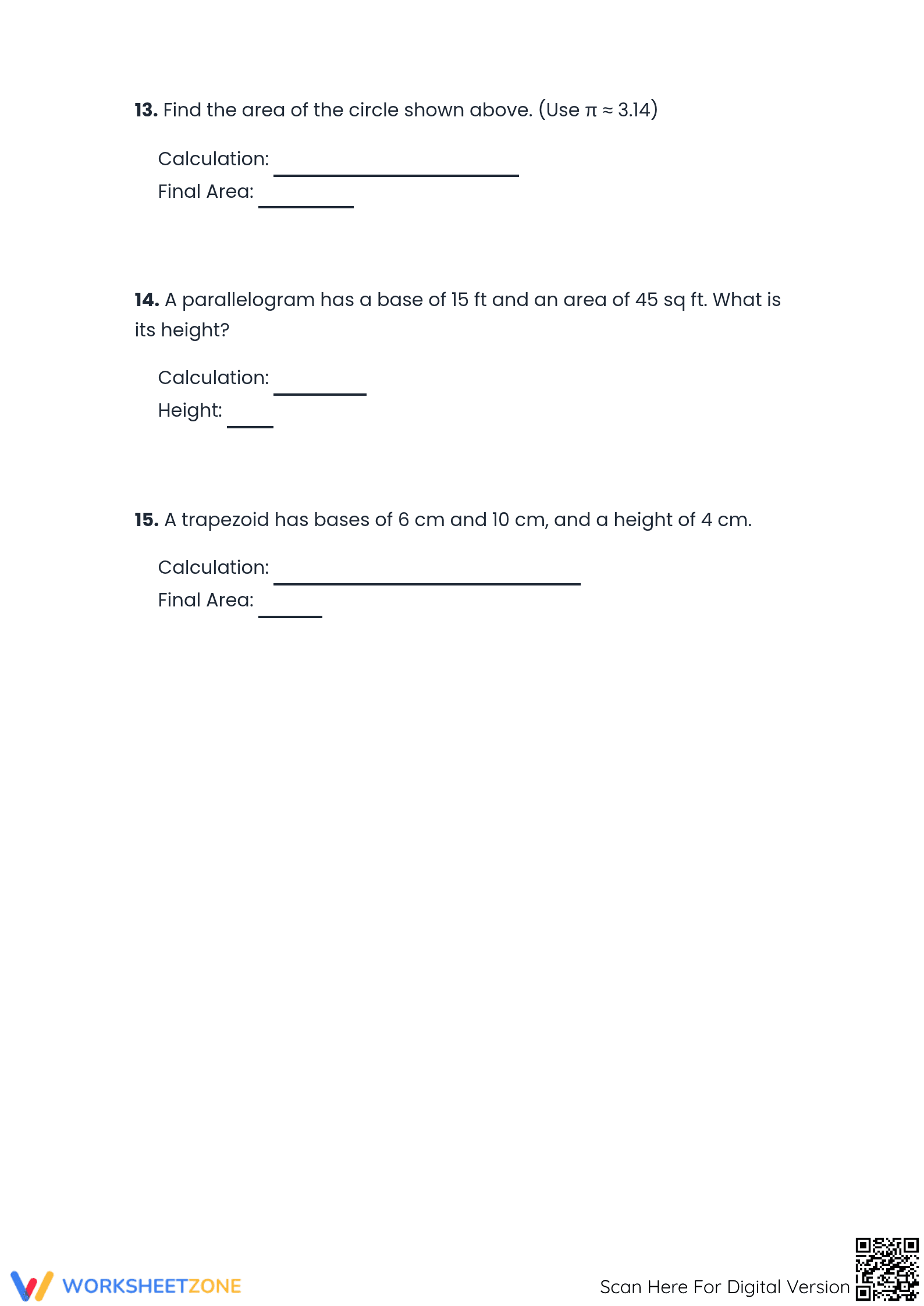 Essential Area Formulas Worksheet | Grades 4-8 Printable - Page 4