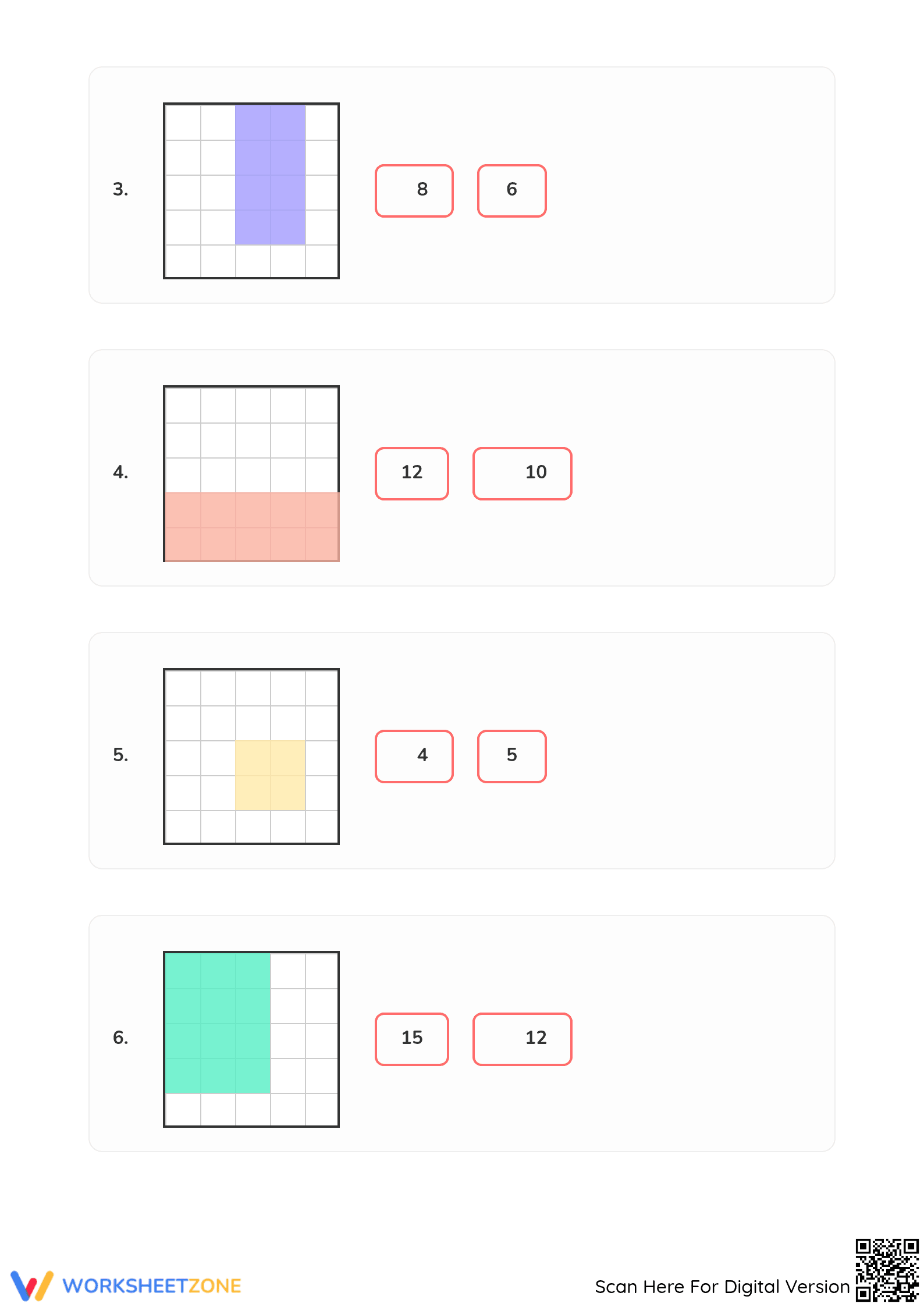 Counting Unit Squares Area Worksheet | Printable Grade 3 - Page 2