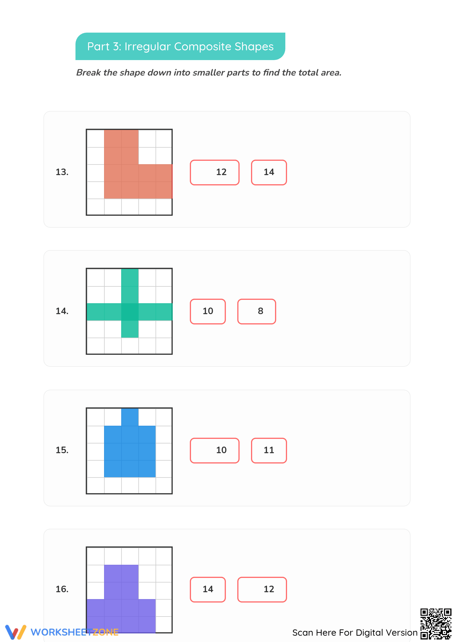 Counting Unit Squares Area Worksheet | Printable Grade 3 - Page 5