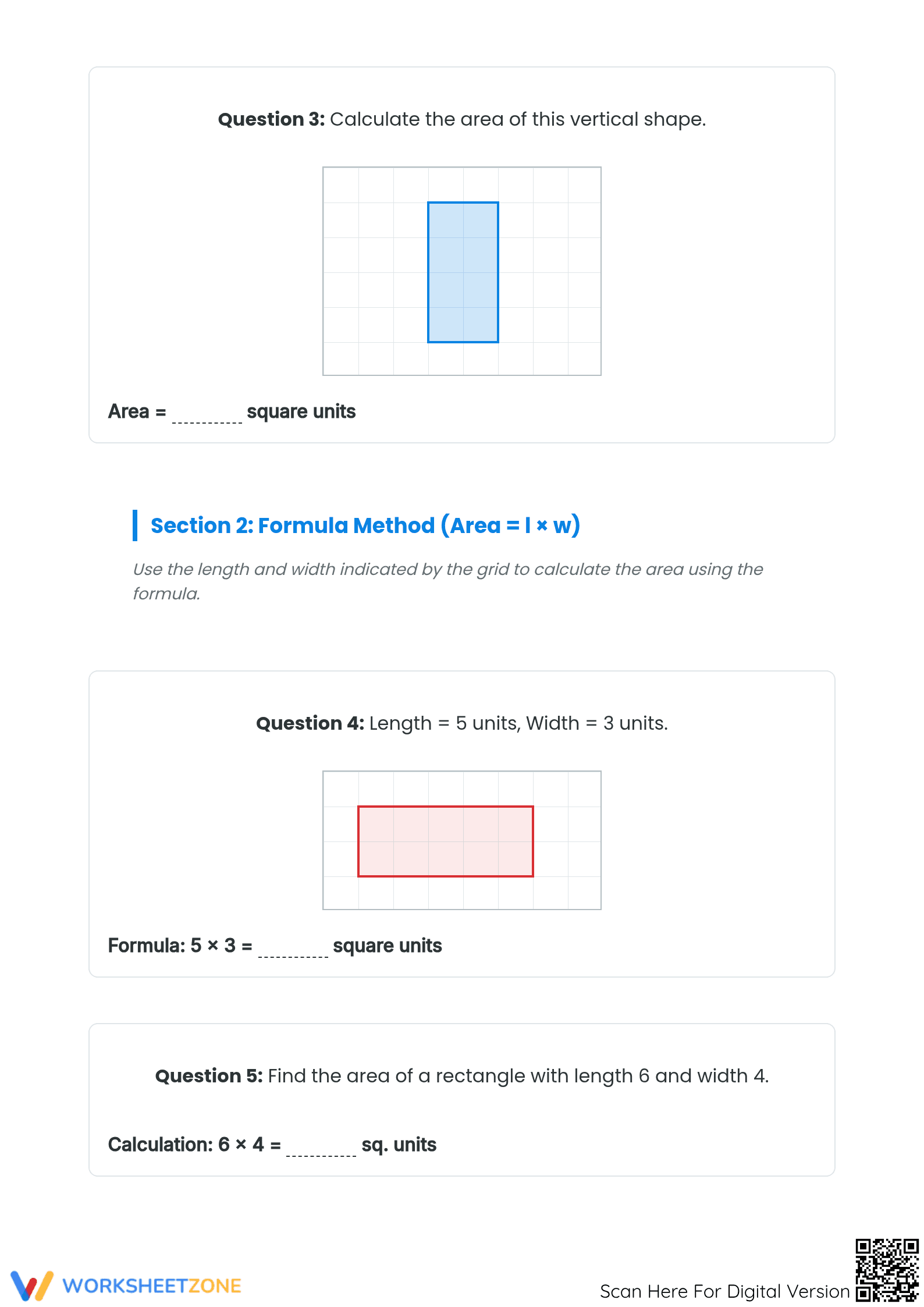 Area Formula & Grids Worksheet | Essential Grade 6 Math - Page 2