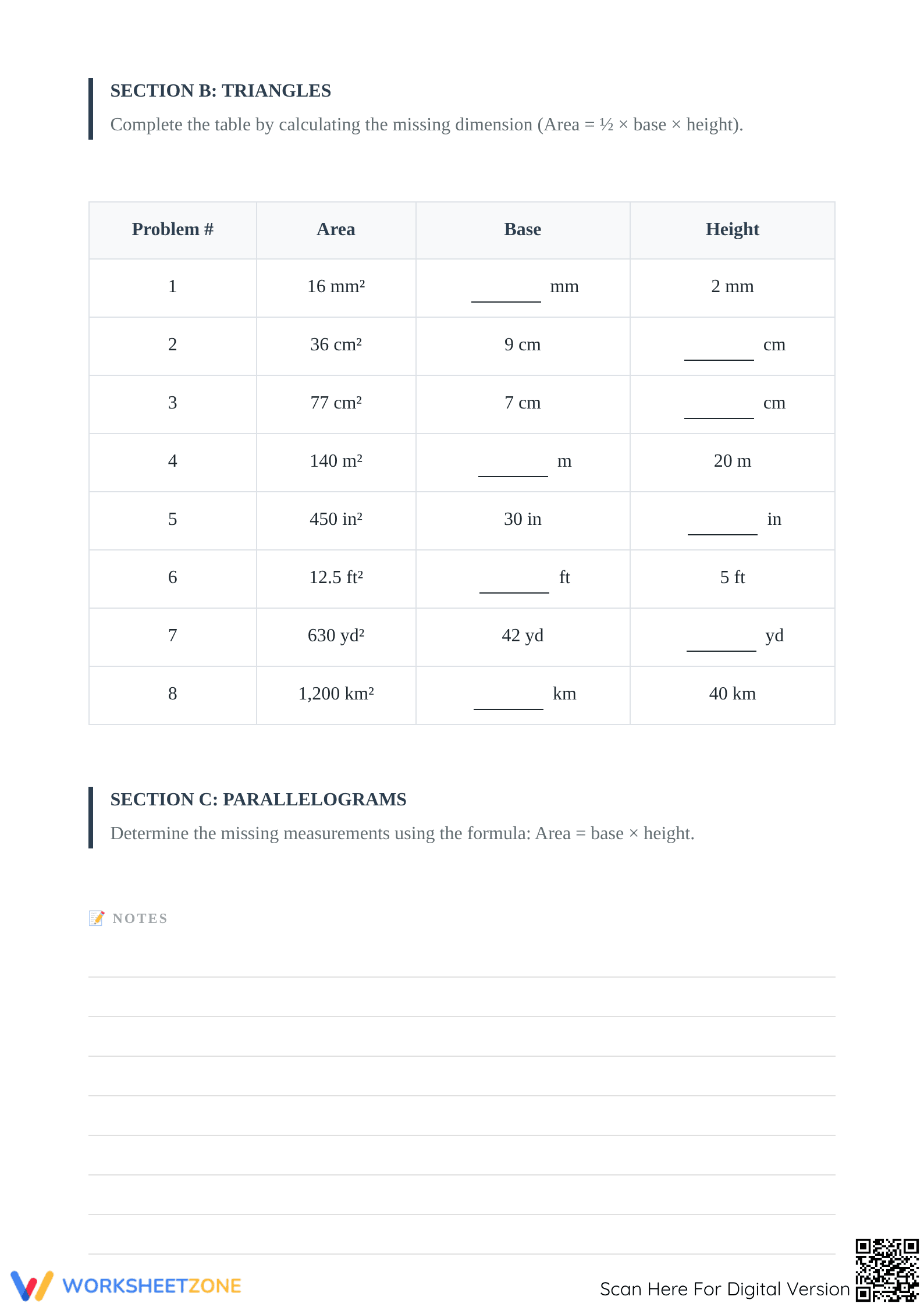 Essential Grade 9-12 Math: Finding Missing Measurements Worksheet - Page 2