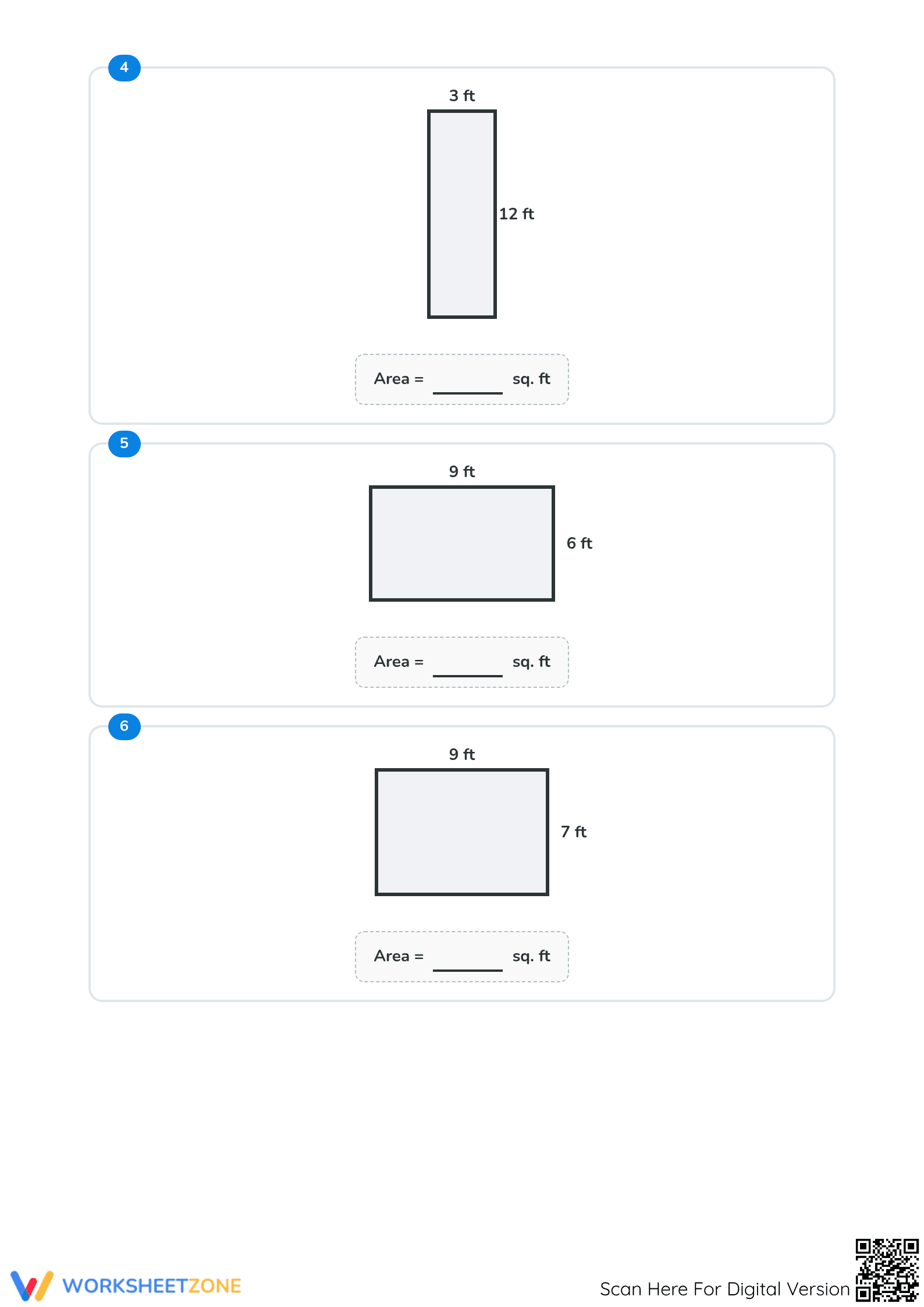 Grade 3 Find the Area — Printable No-Prep Math Worksheet - Page 2