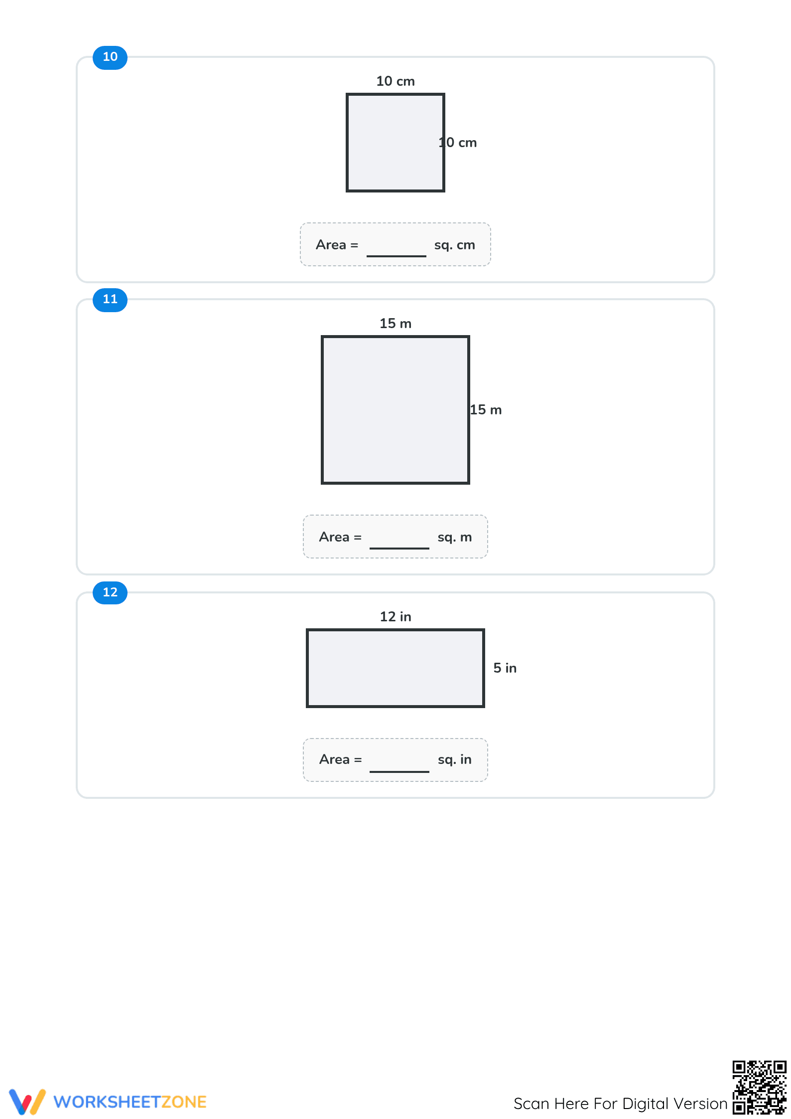 Grade 3 Find the Area — Printable No-Prep Math Worksheet - Page 4