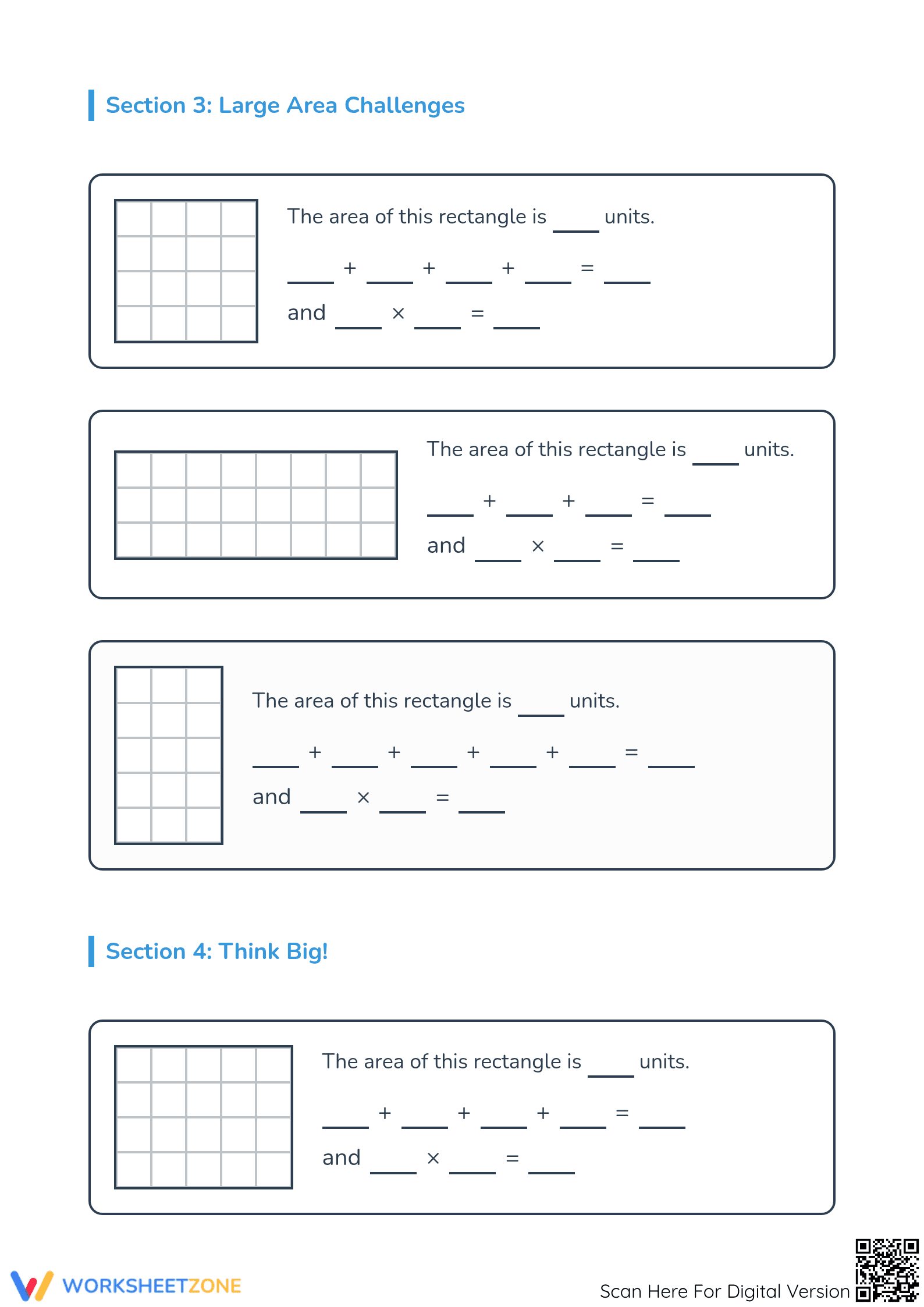 Printable Area Exit Ticket: Addition & Multiplication - Page 3