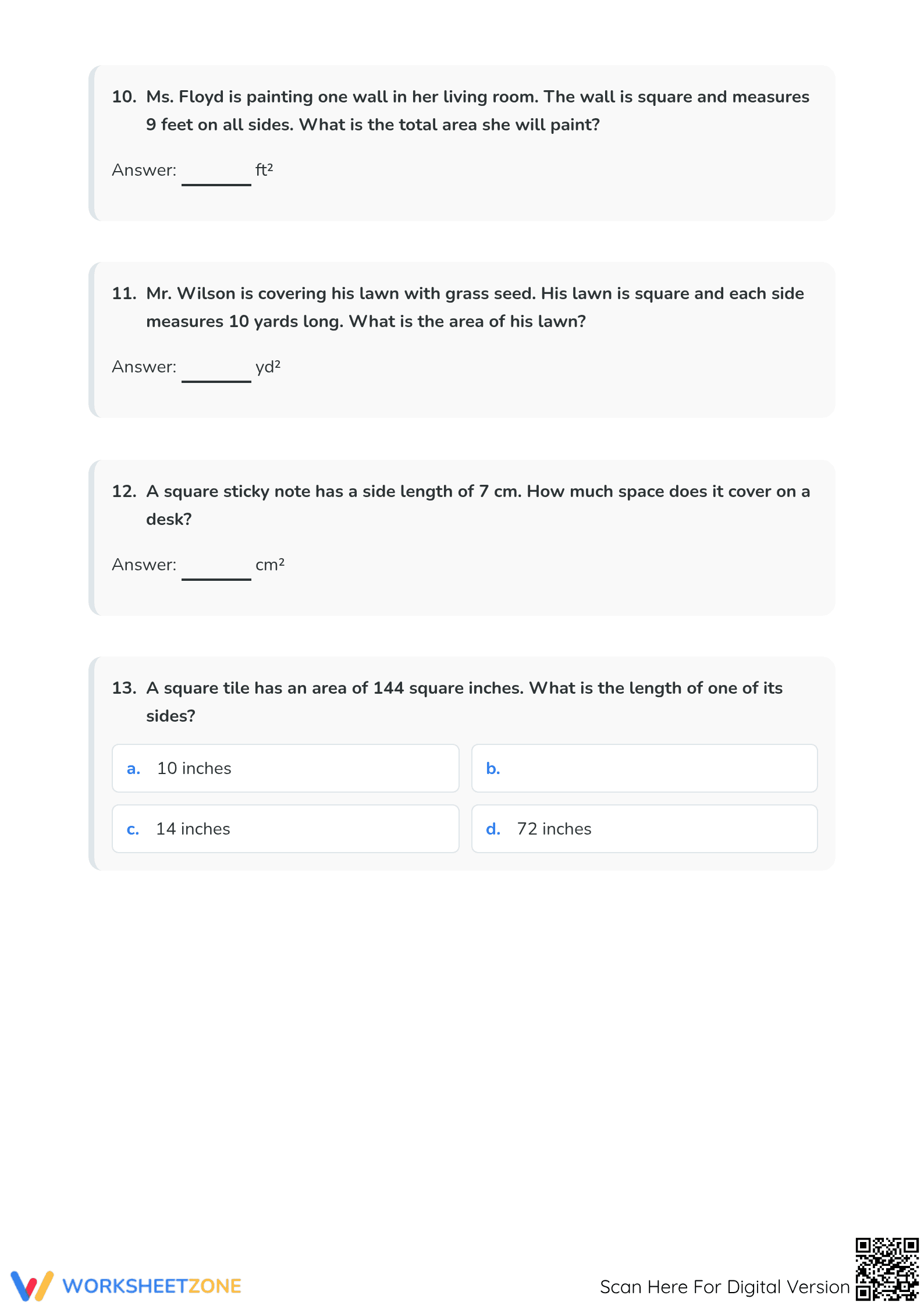 Essential Area of Squares Worksheet | Grade 4 & 5 Math - Page 4