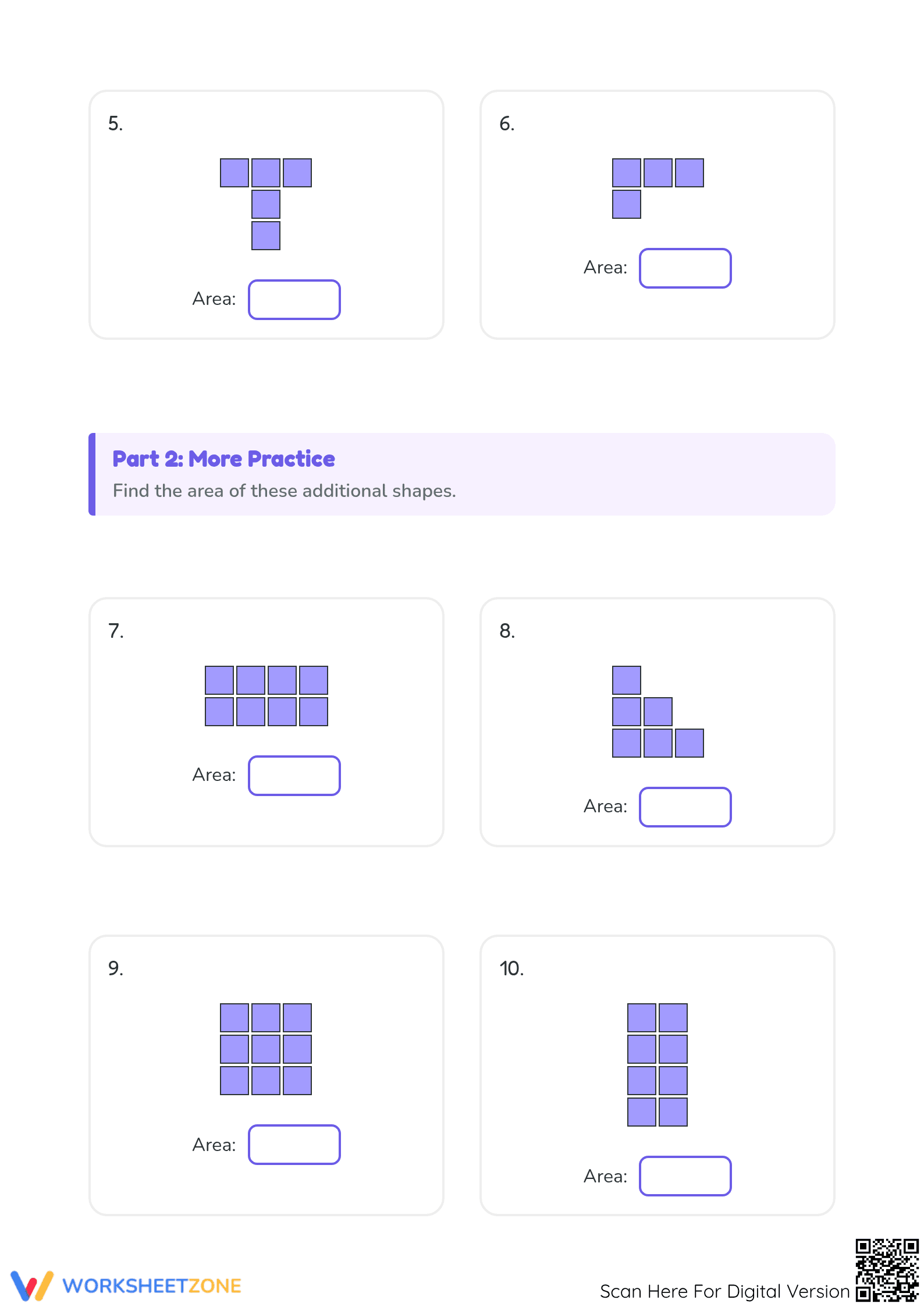 Essential Area Unit Squares Worksheet | Grade 3-4 - Page 2