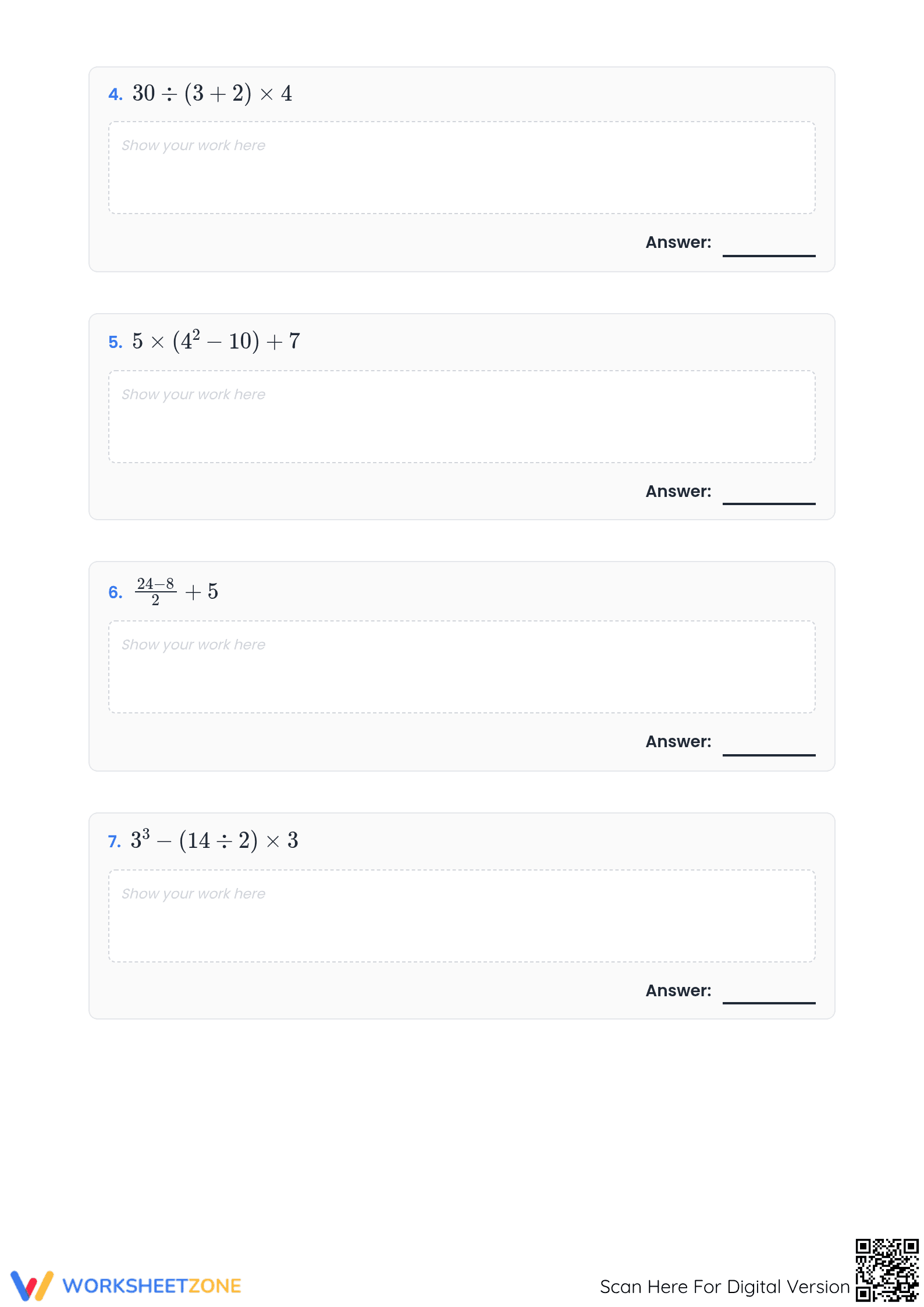 Evaluating Expressions Worksheet | Grade 6 Essential - Page 2