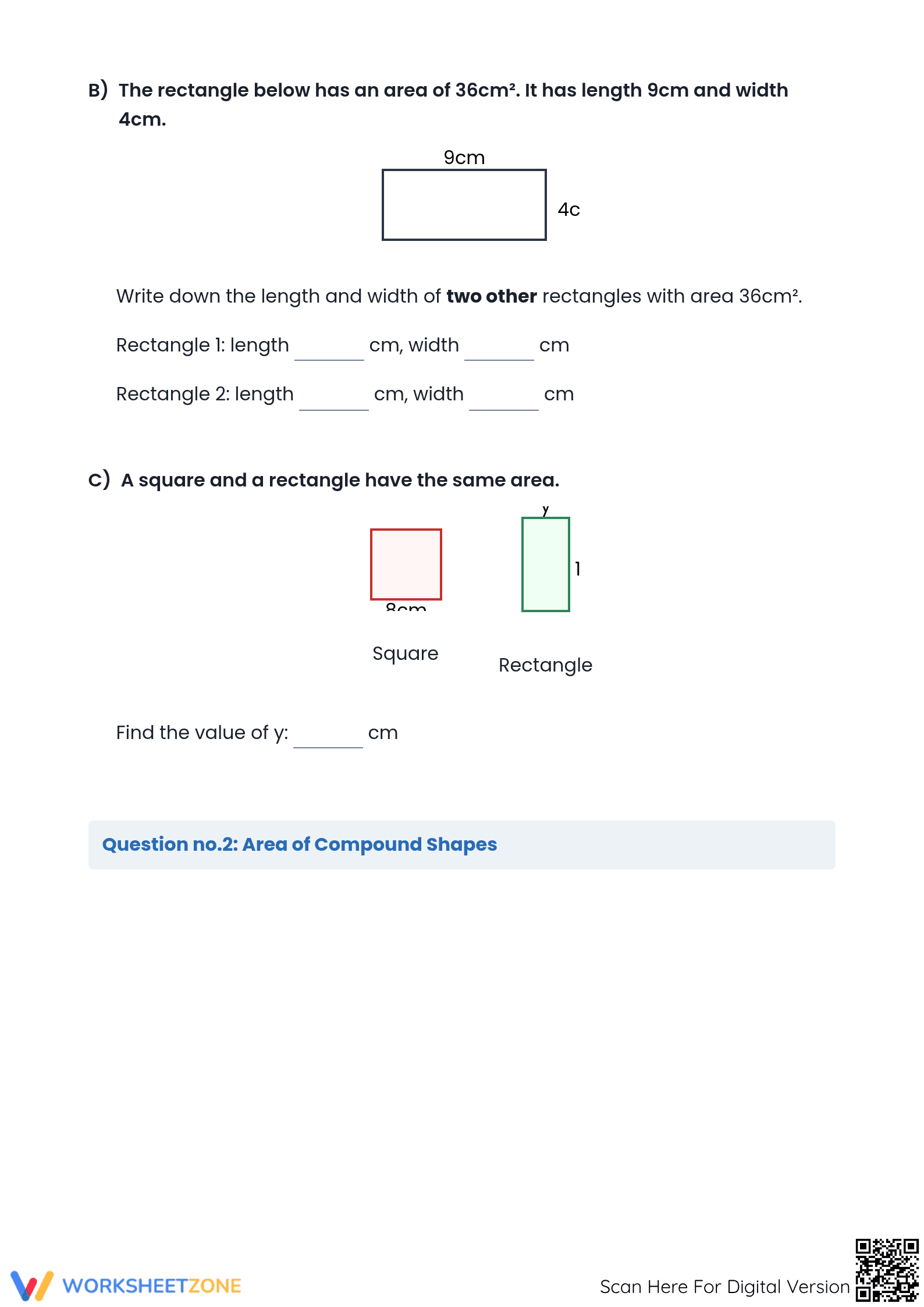 Essential Grade 6 Math Assessment: Area and Percentages - Page 2