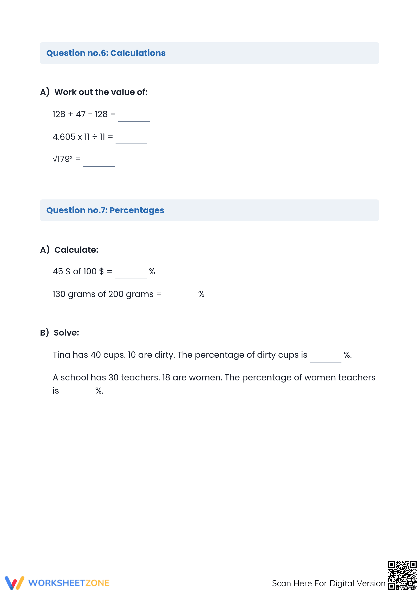 Essential Grade 6 Math Assessment: Area and Percentages - Page 5