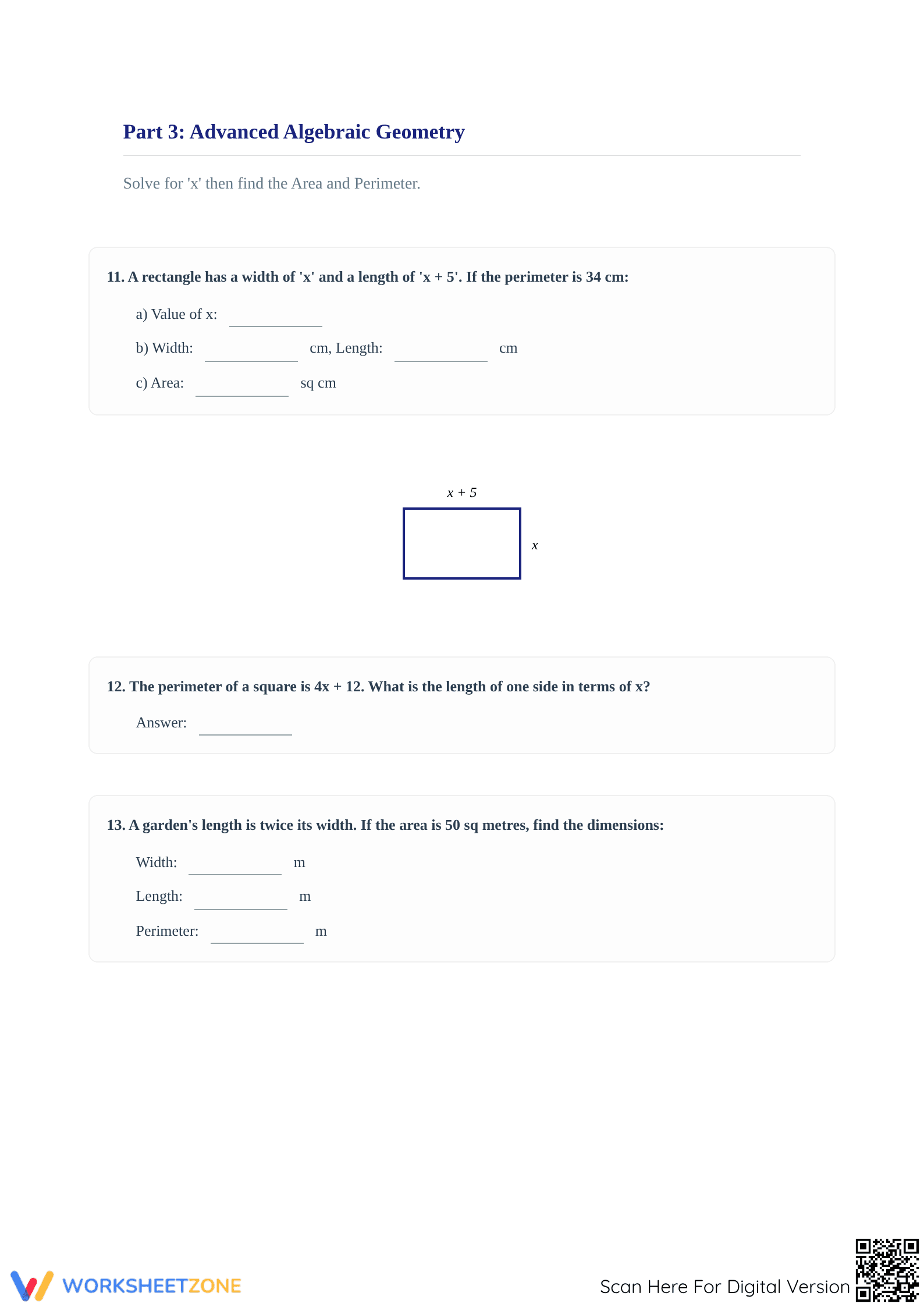 Essential Area and Perimeter Algebra Worksheet | Grade 6 - Page 3