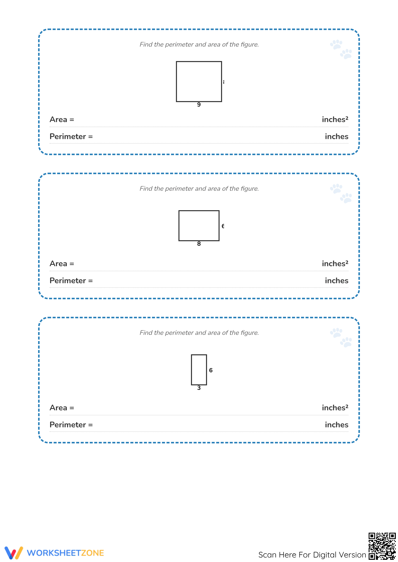 Printable Area and Perimeter Flash Cards | Grade 4-5 Math - Page 3