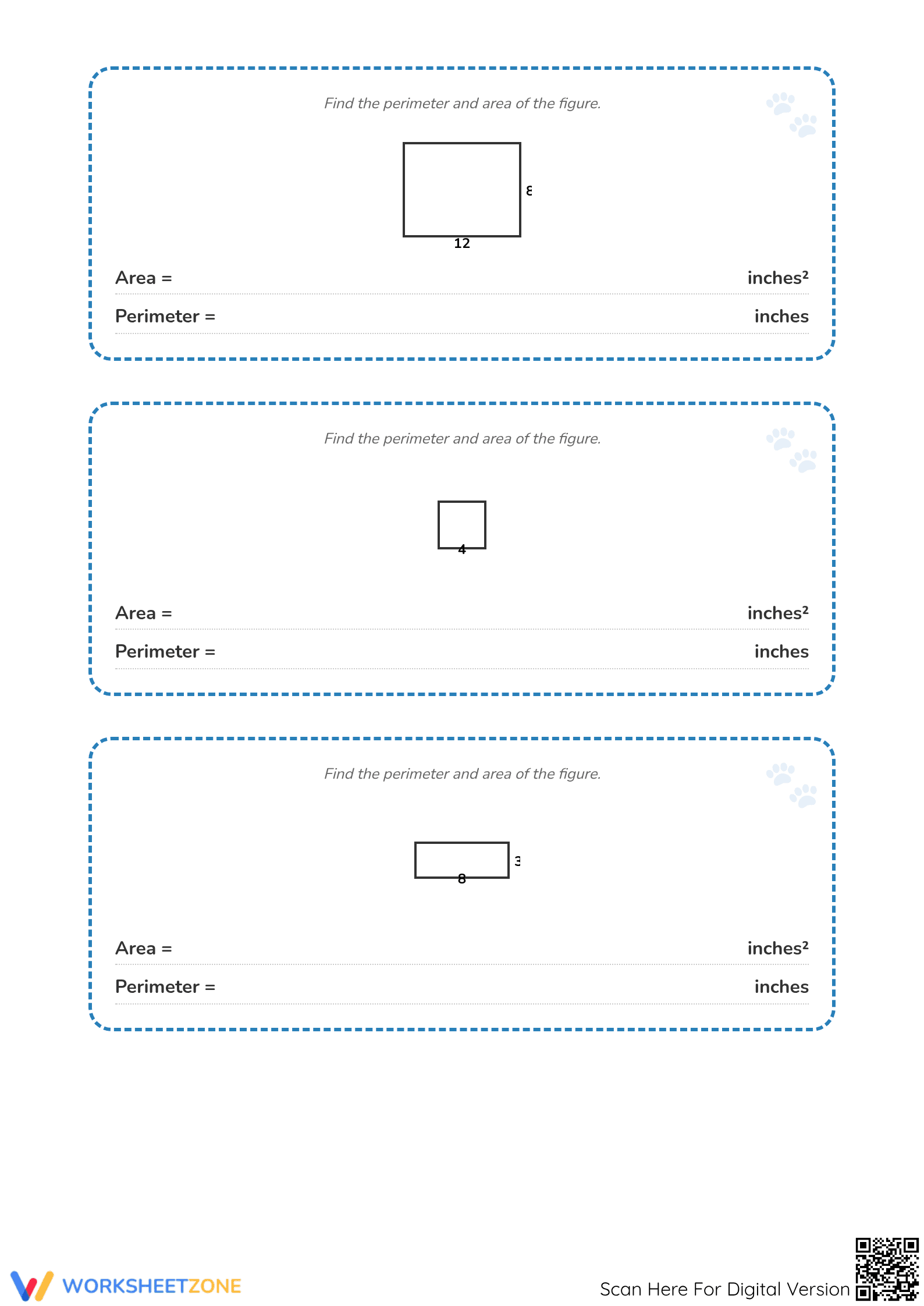Printable Area and Perimeter Flash Cards | Grade 4-5 Math - Page 5