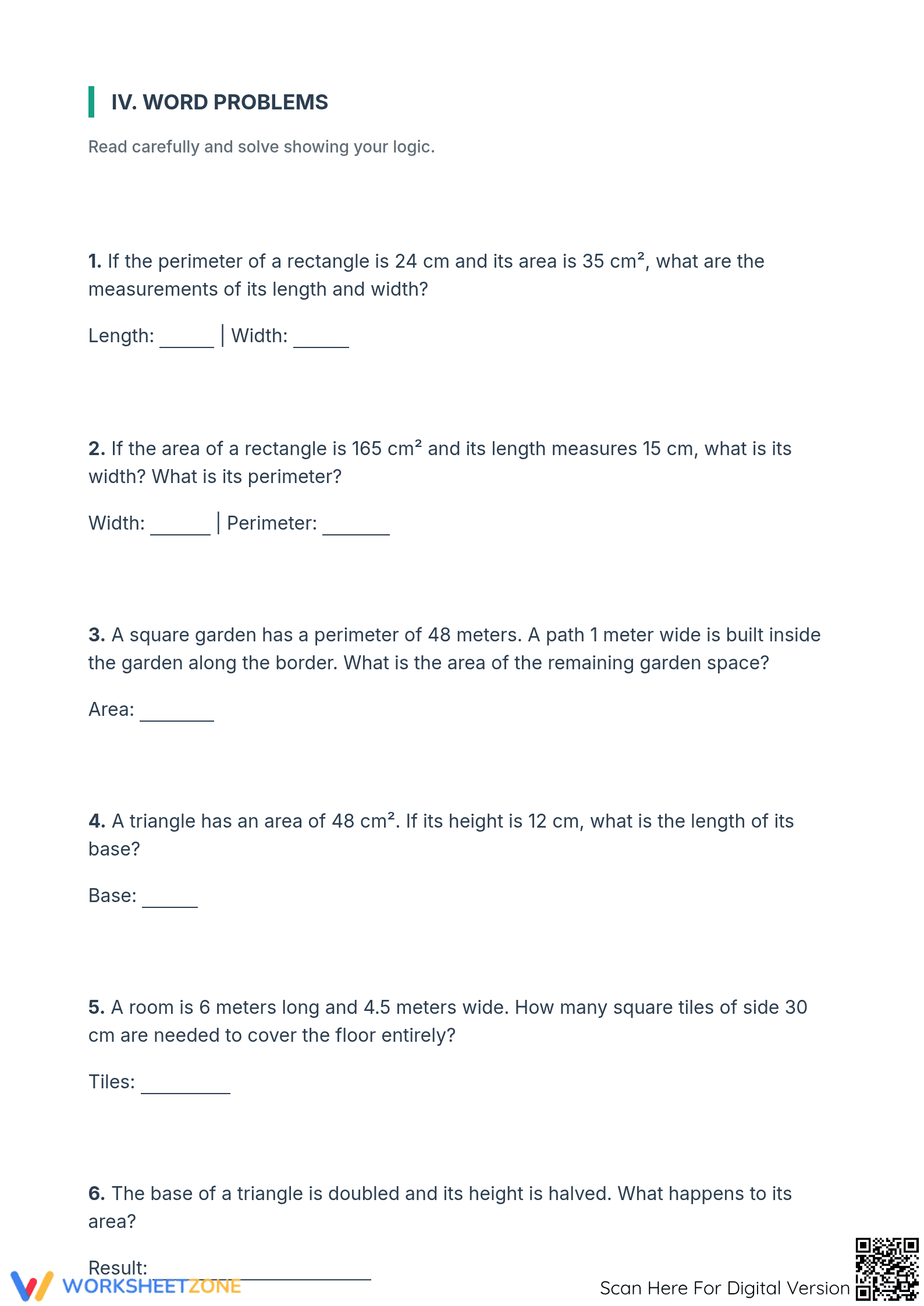 6.G.A.1 Worksheet: Complete Area & Perimeter Grade 5 Exam - Page 4