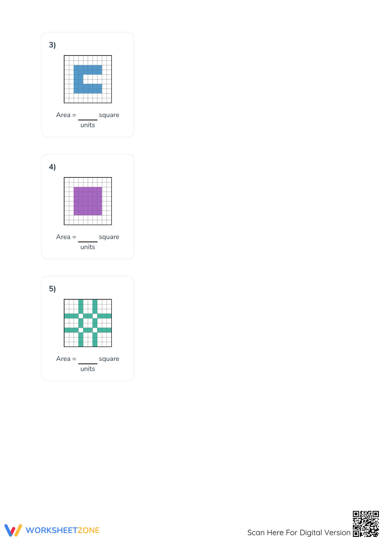 Essential Area Counting Squares Worksheet | Grade 3 Math - Page 2