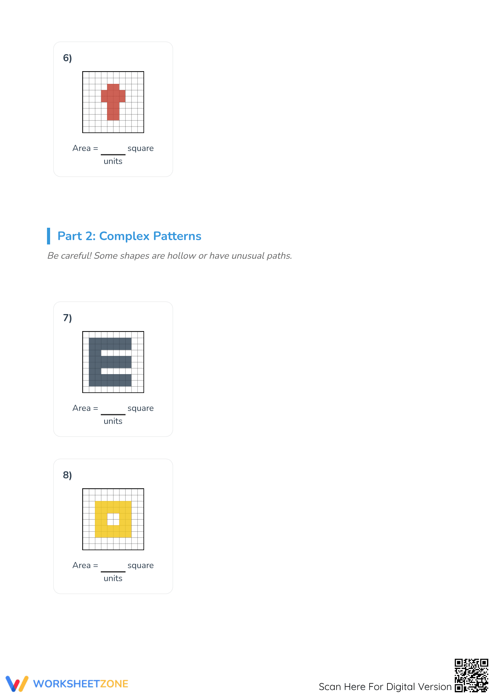 Essential Area Counting Squares Worksheet | Grade 3 Math - Page 3