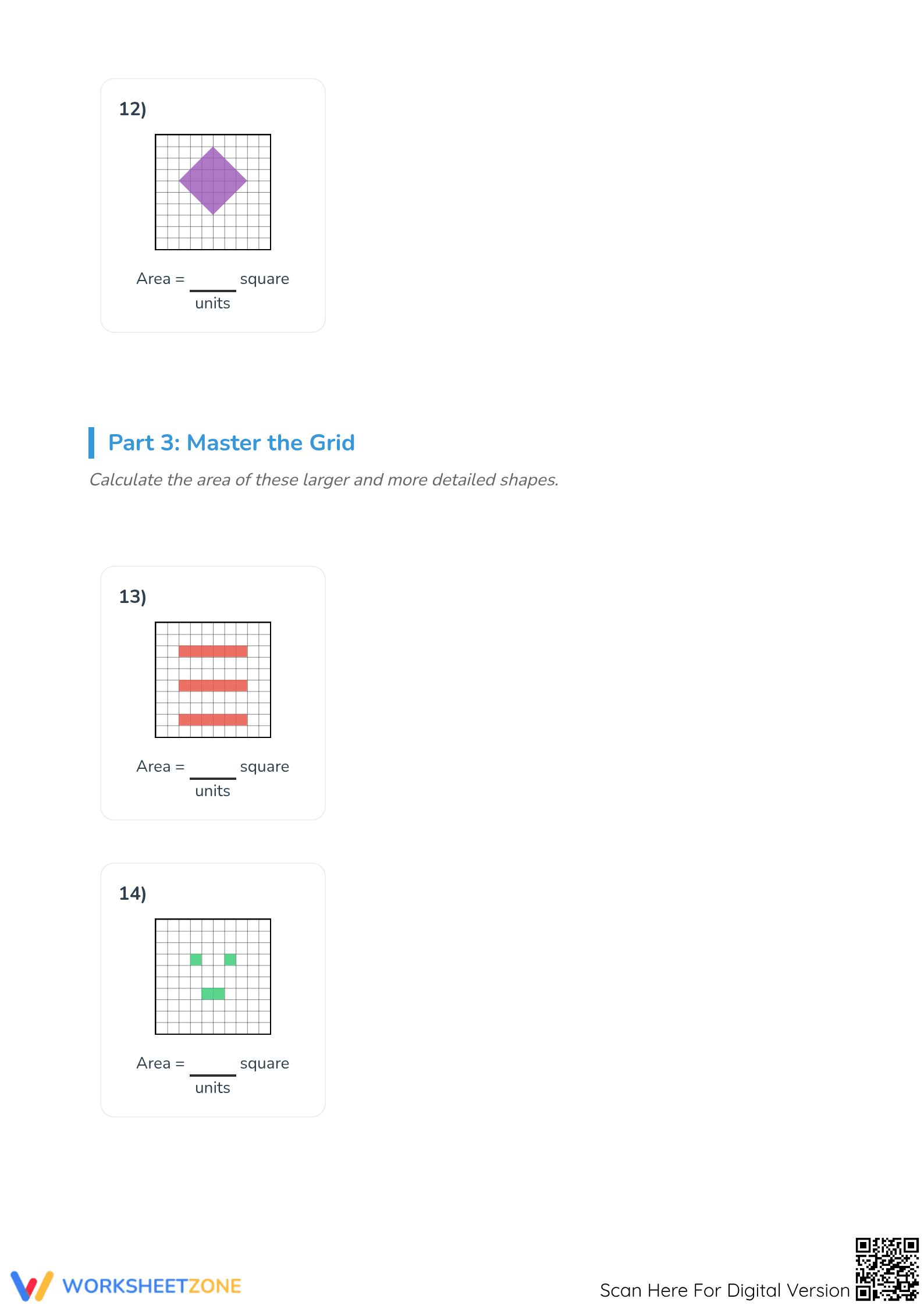 Essential Area Counting Squares Worksheet | Grade 3 Math - Page 5