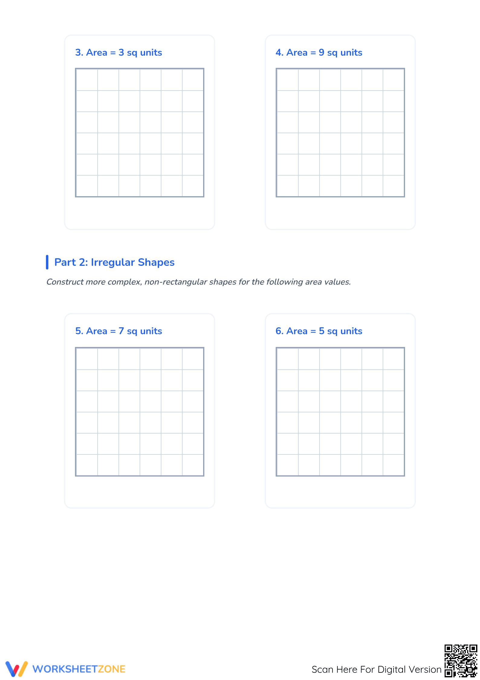 Printable Area Explorer: Creating Shapes Math Worksheet - Page 2