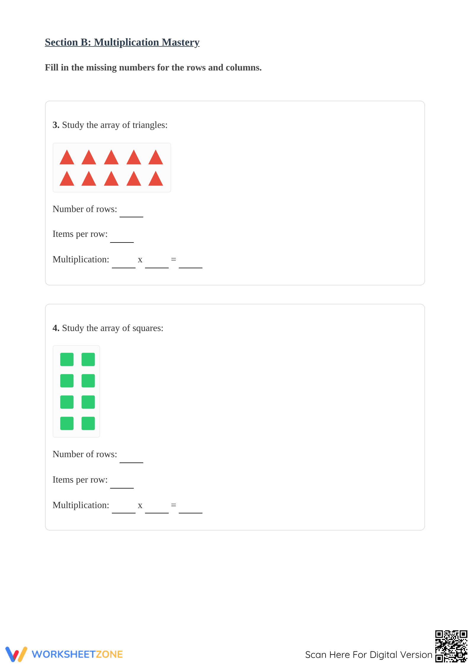 Essential Arrays and Multiplication Worksheet | Grade 3 Math - Page 2