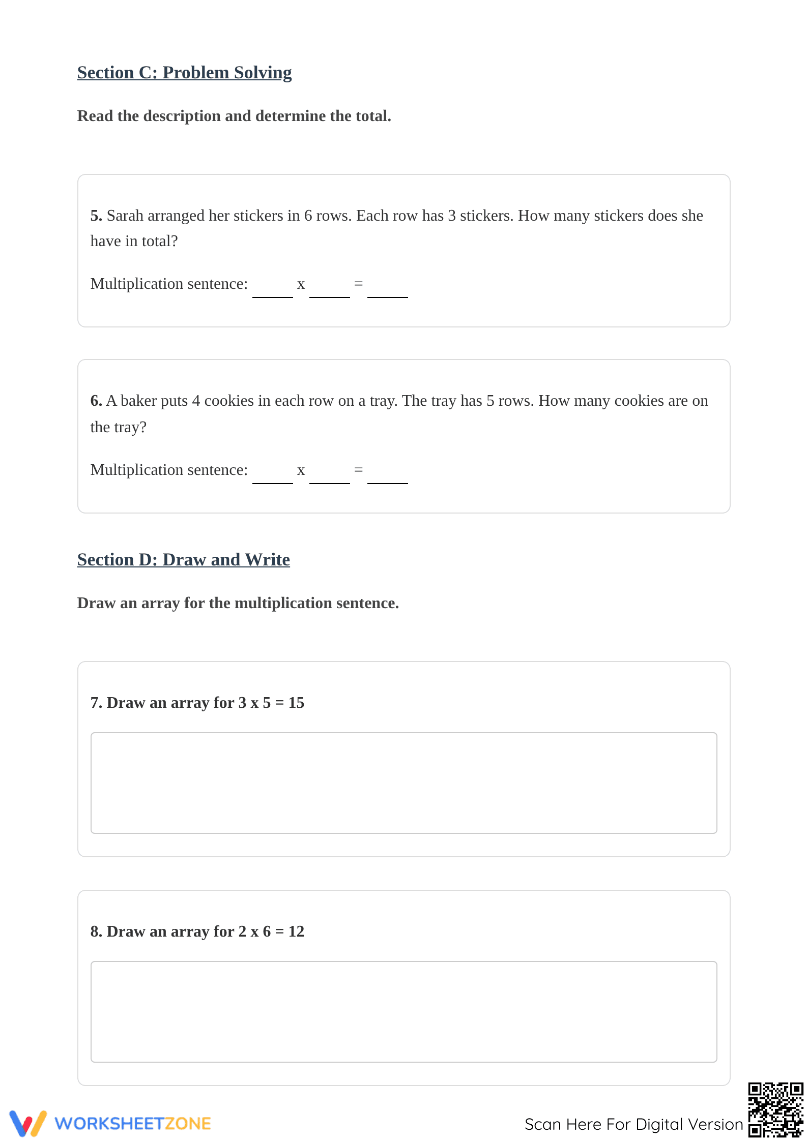 Essential Arrays and Multiplication Worksheet | Grade 3 Math - Page 3