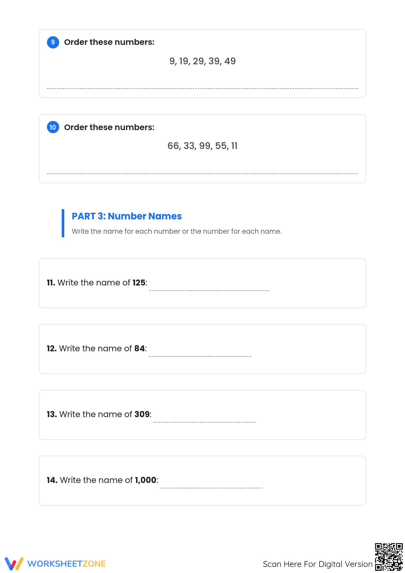 Grade 2 Ordering Numbers — Printable No-Prep Worksheet - Page 3