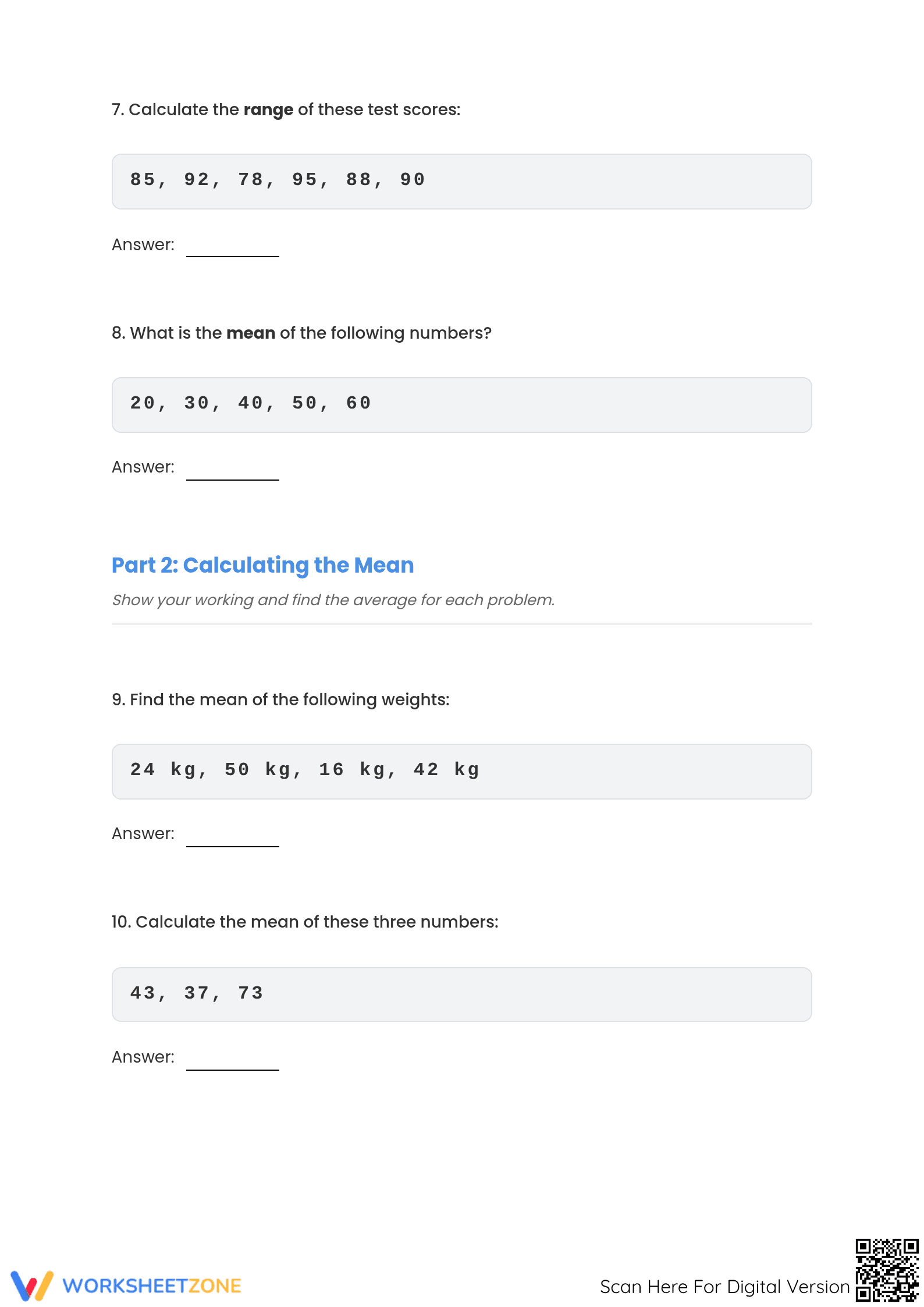 Essential Averages Worksheet | Grade 5 Math Statistics - Page 3