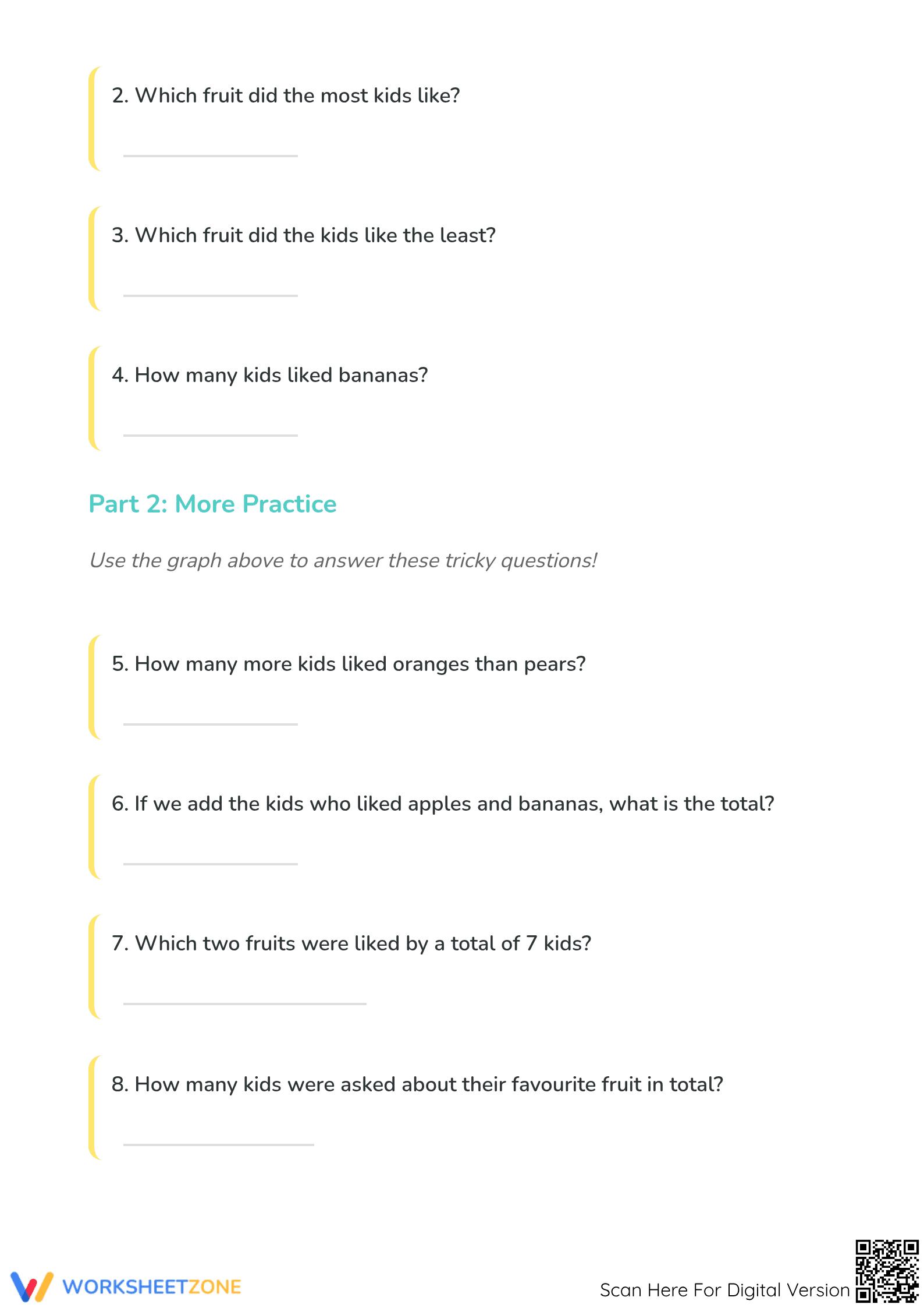 Fruit Bar Graph Worksheet | Grade 1 Essential Practice - Page 2