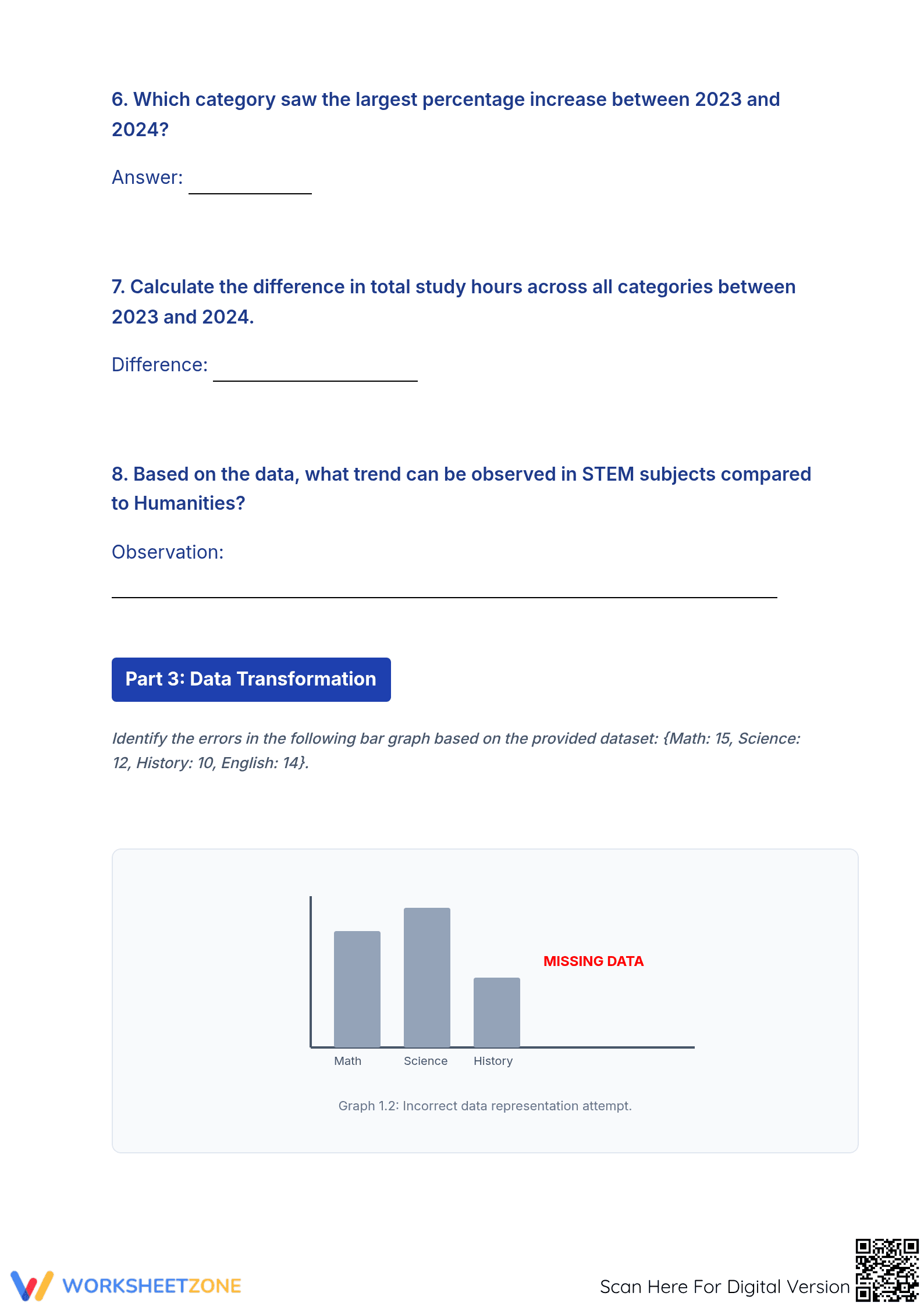 High School Bar Graphs — Printable No-Prep Worksheet - Page 3