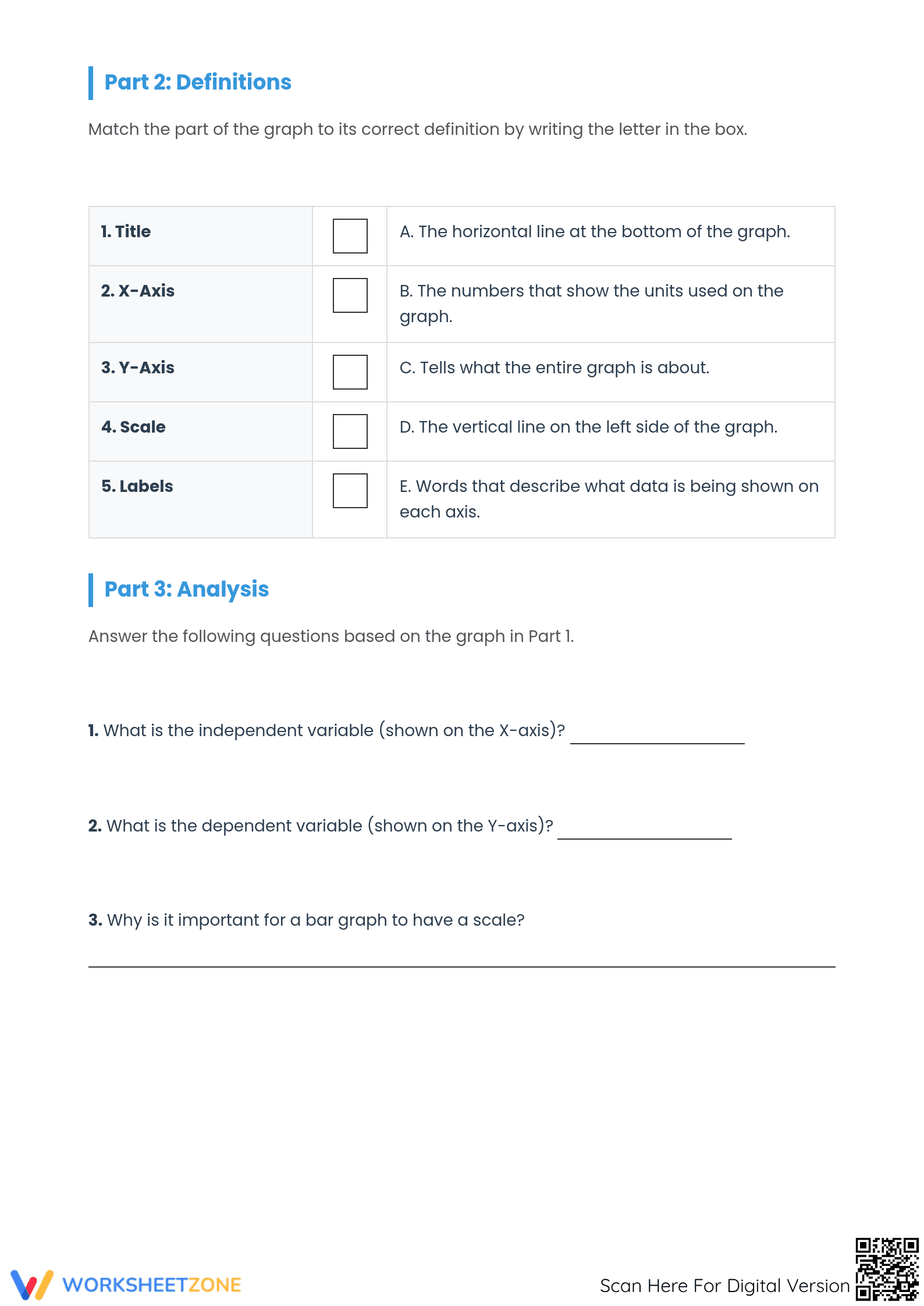 Parts of a Bar Graph Worksheet | Grade 6 Math Printable - Page 2