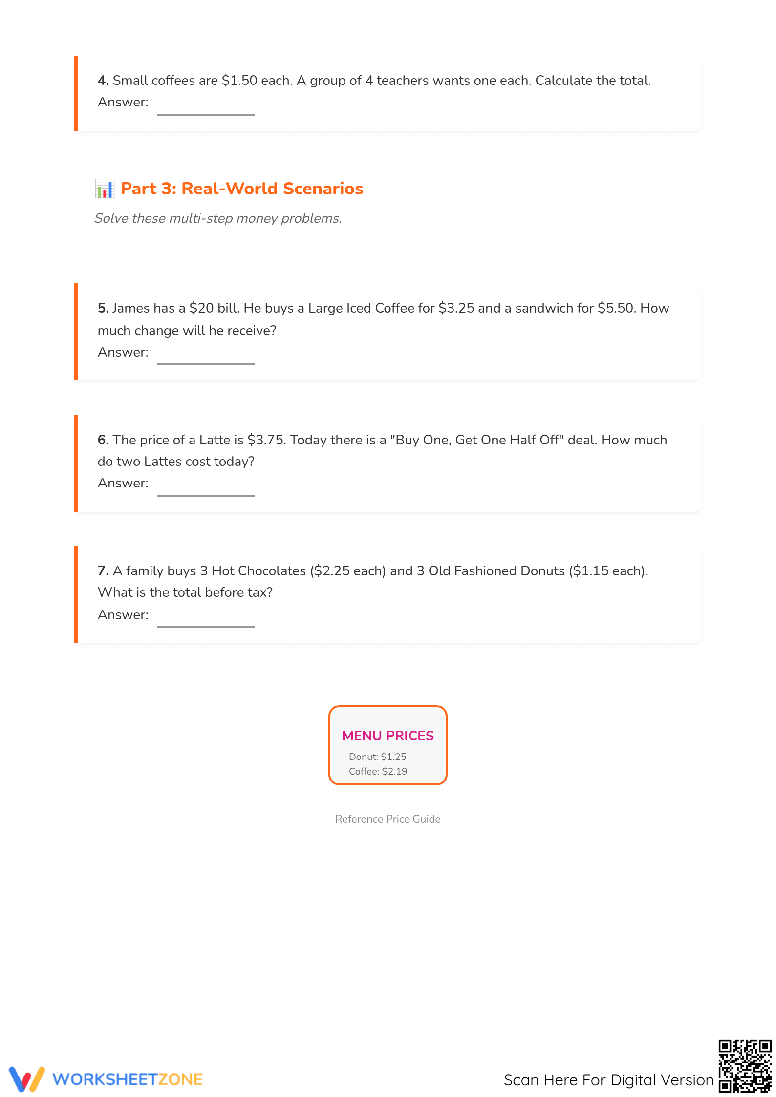 Grade 5 Consumer Math — Printable No-Prep Worksheet - Page 3