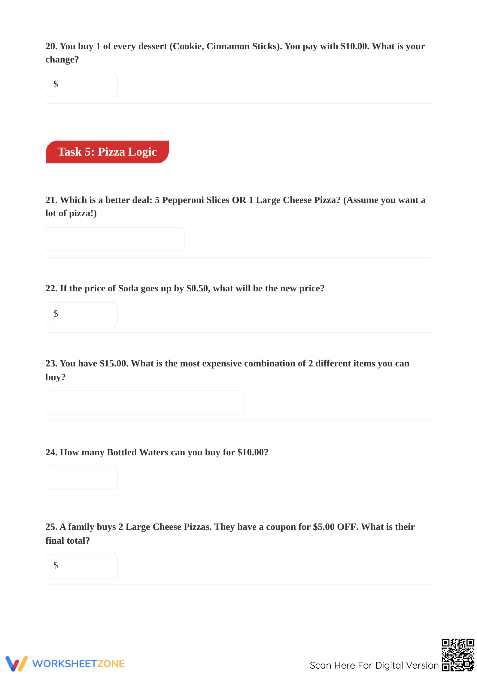 Printable Menu Math Worksheet | Grade 7 Essential Practice - Page 5