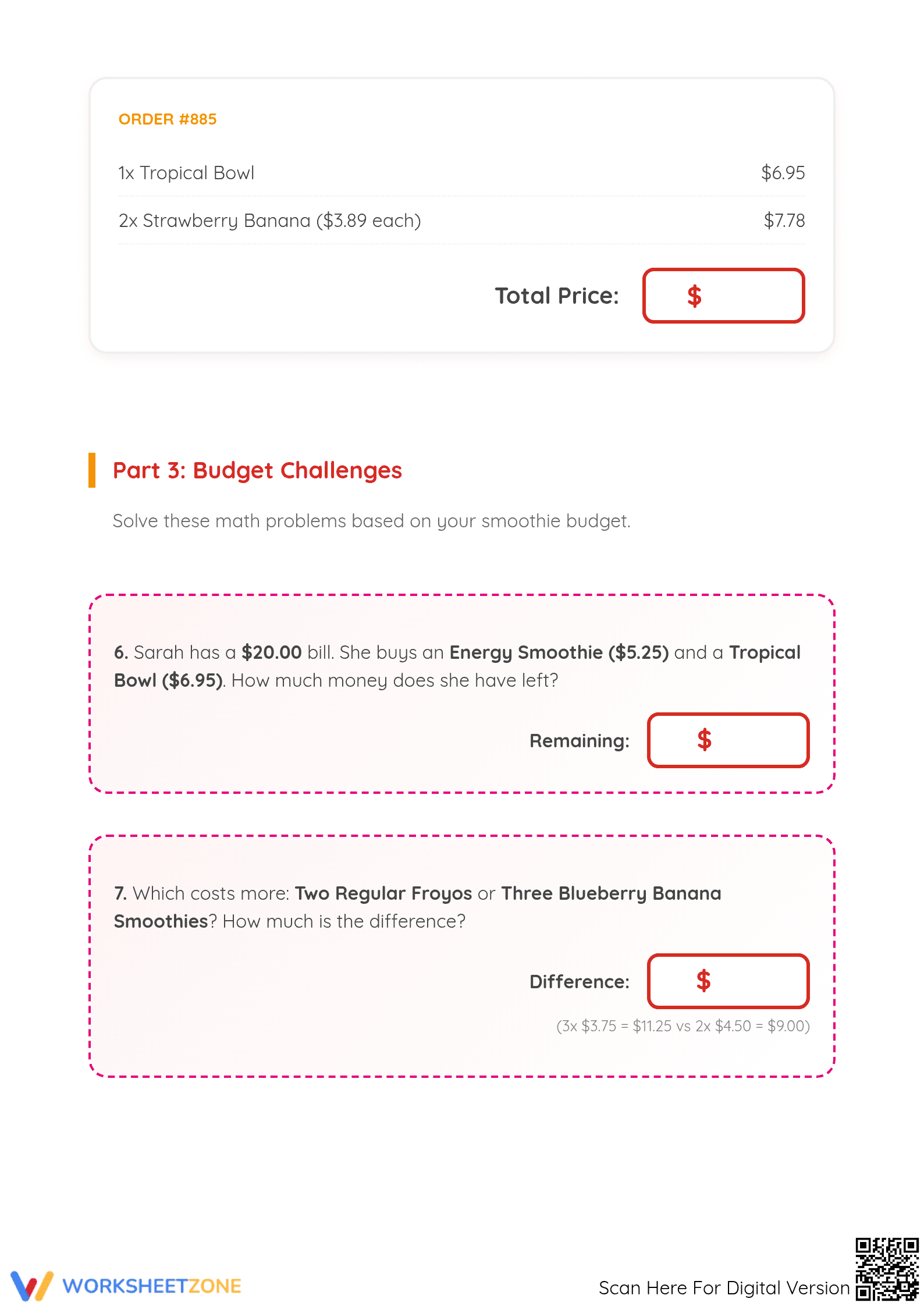 Printable Money Math Worksheet | Grades 4-6 Math - Page 4