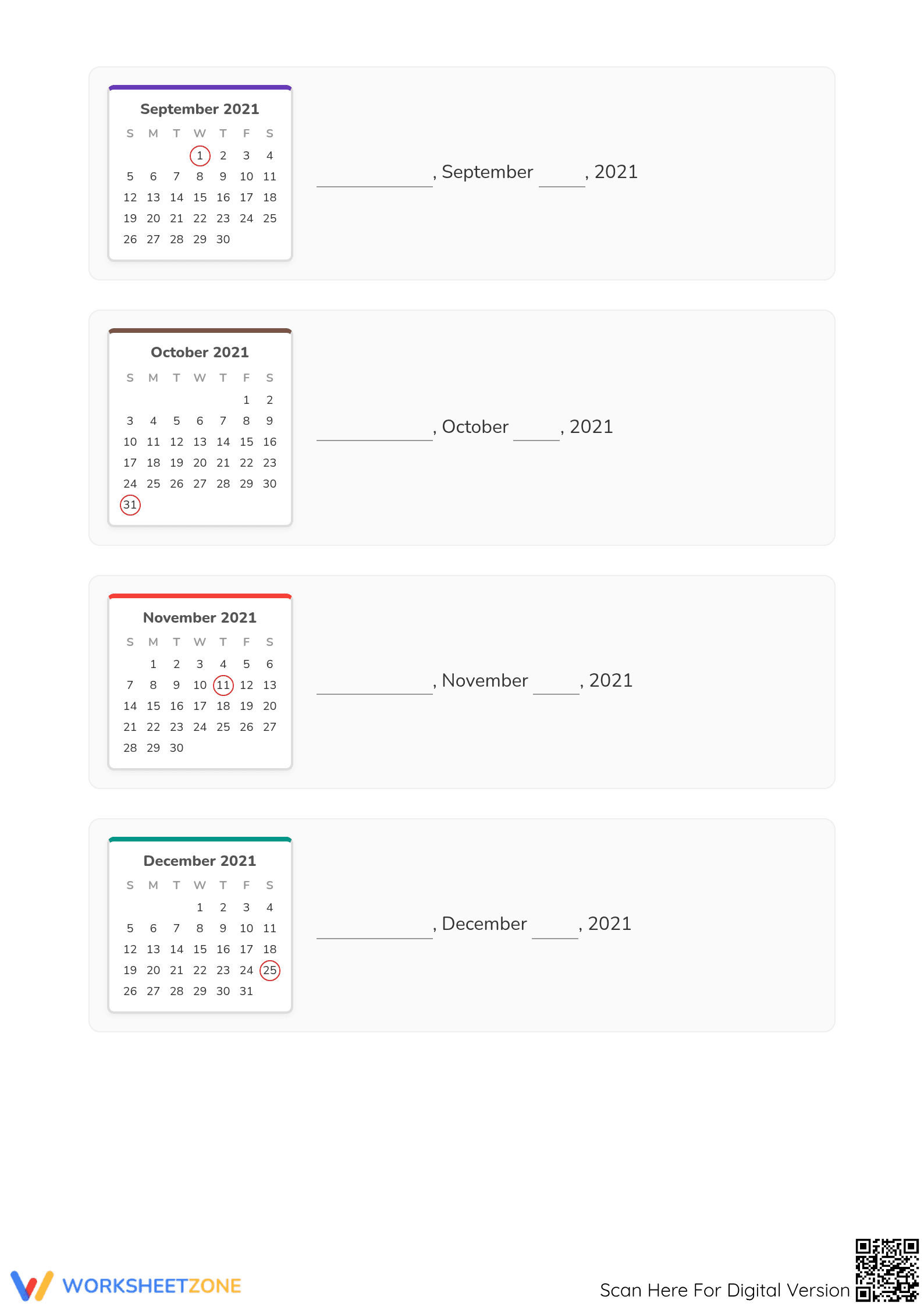 Printable Reading Dates Worksheet | Grade 1 Math - Page 3