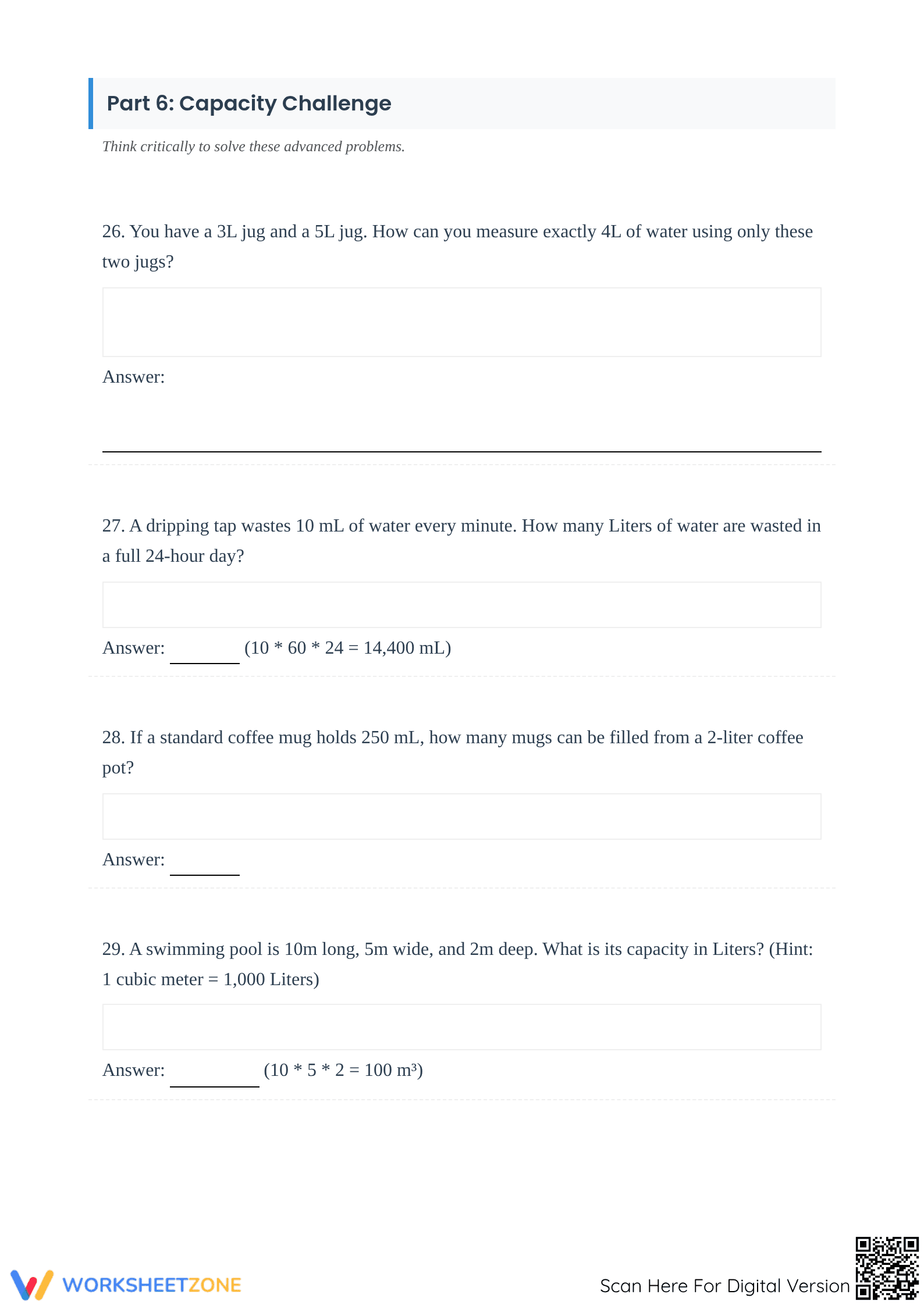 Printable Capacity Worksheet | Grade 3 Math - Page 5