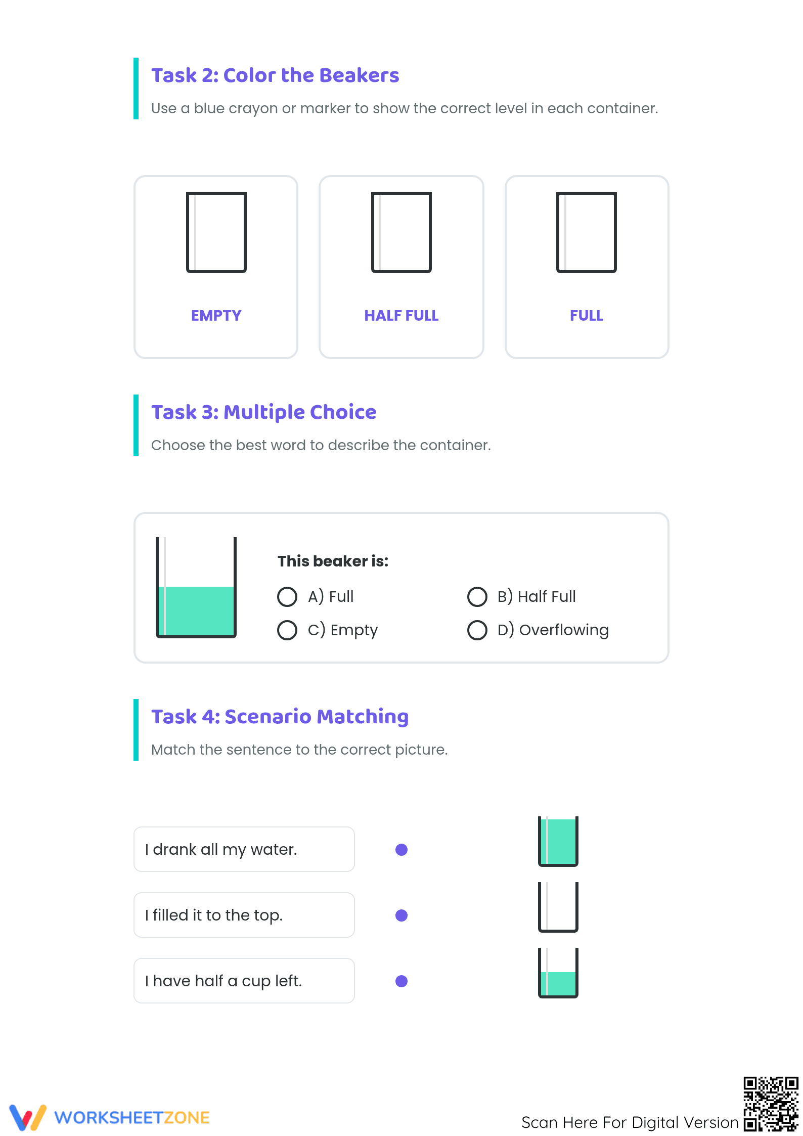 Essential Capacity Worksheet | Grade 1 Math - Page 2