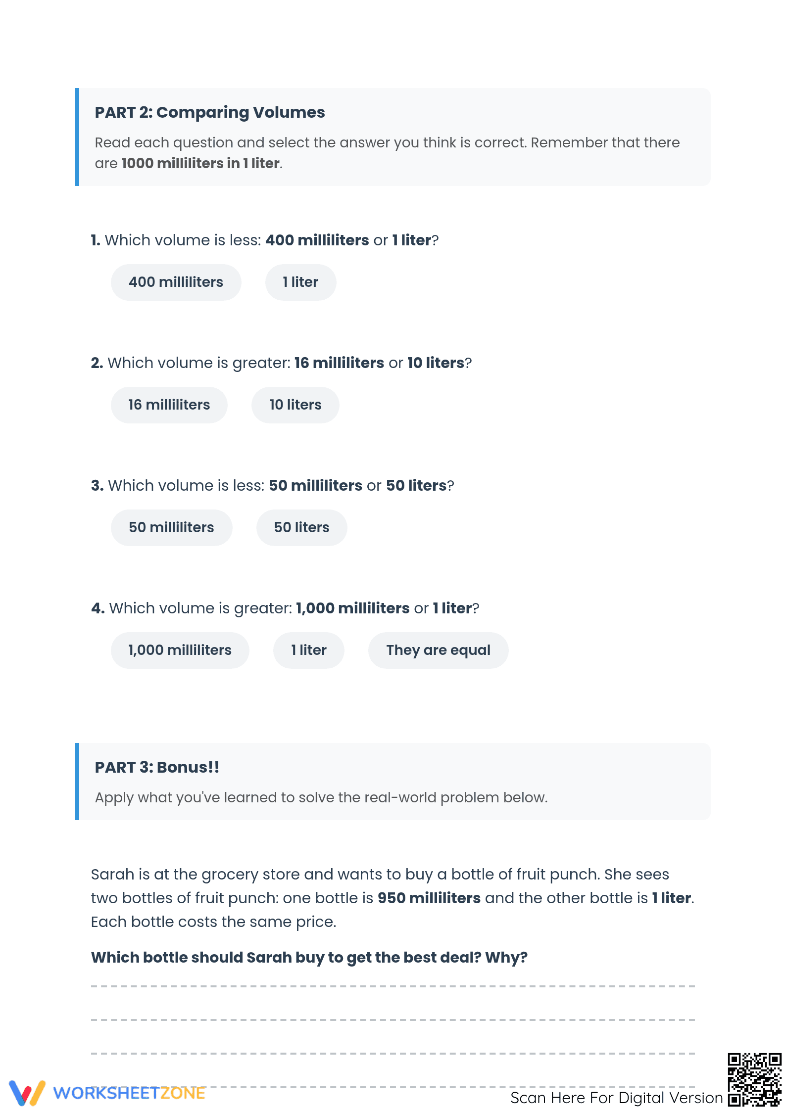 Milliliters vs Liters Worksheet | Essential Grade 4 Math - Page 2