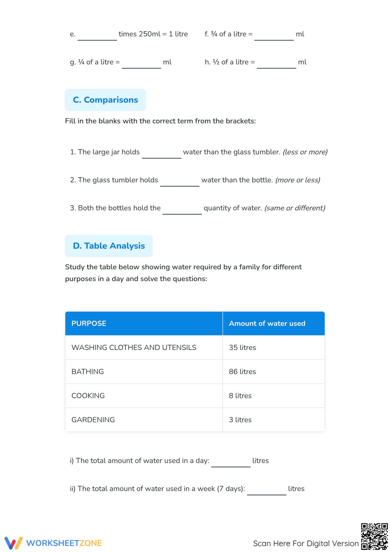 Grade 4 Volume & Capacity — Printable No-Prep Worksheet - Page 2