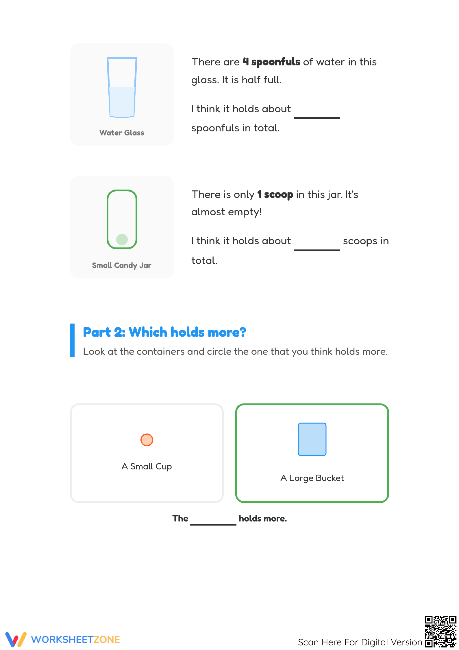 Capacity & Volume Worksheet | Printable Grade 1 Math - Page 2