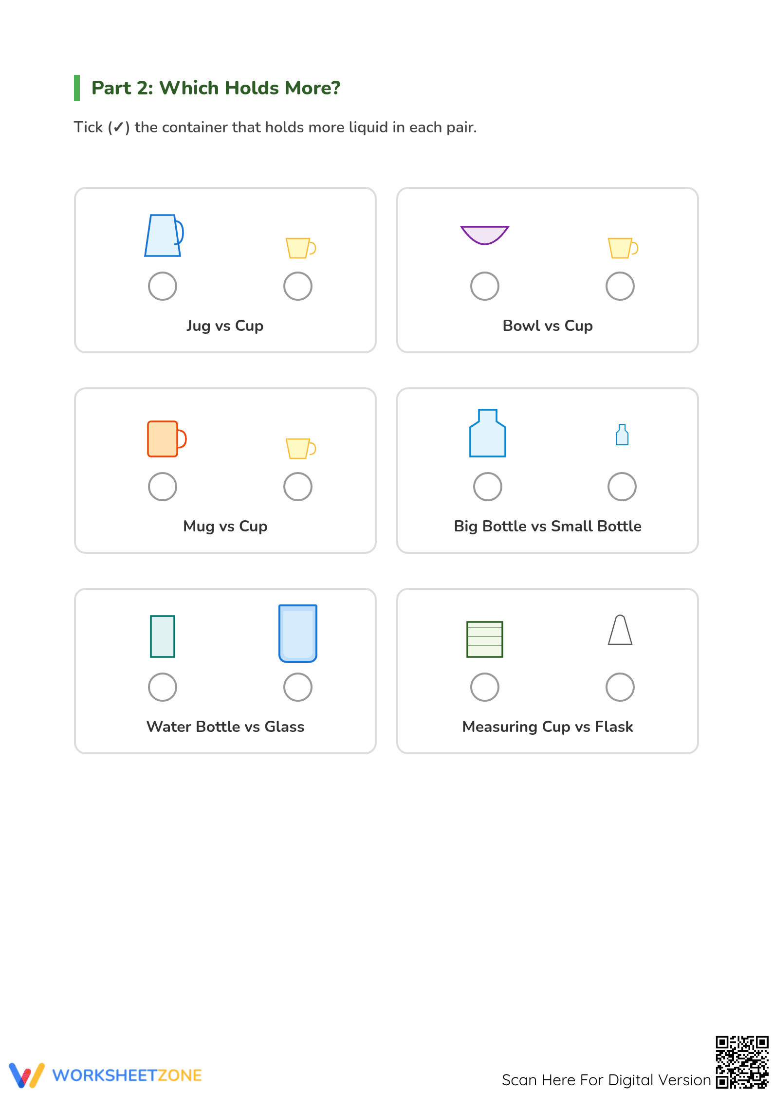 Jugs and Mugs: Essential Capacity Worksheet | Grade 2 - Page 2