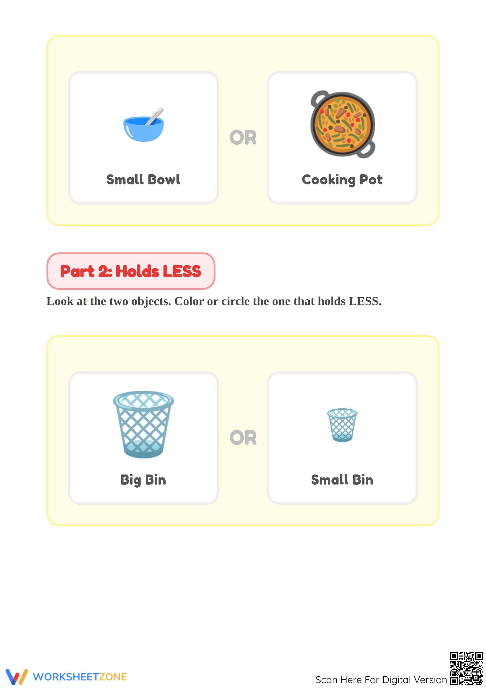 Comparing Capacity Worksheet | Grade K-1 Essential - Page 2