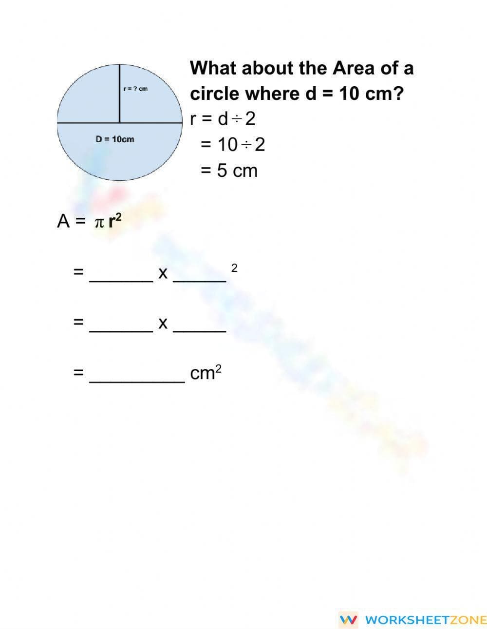 Finding Area of a Circle Practice - Page 2
