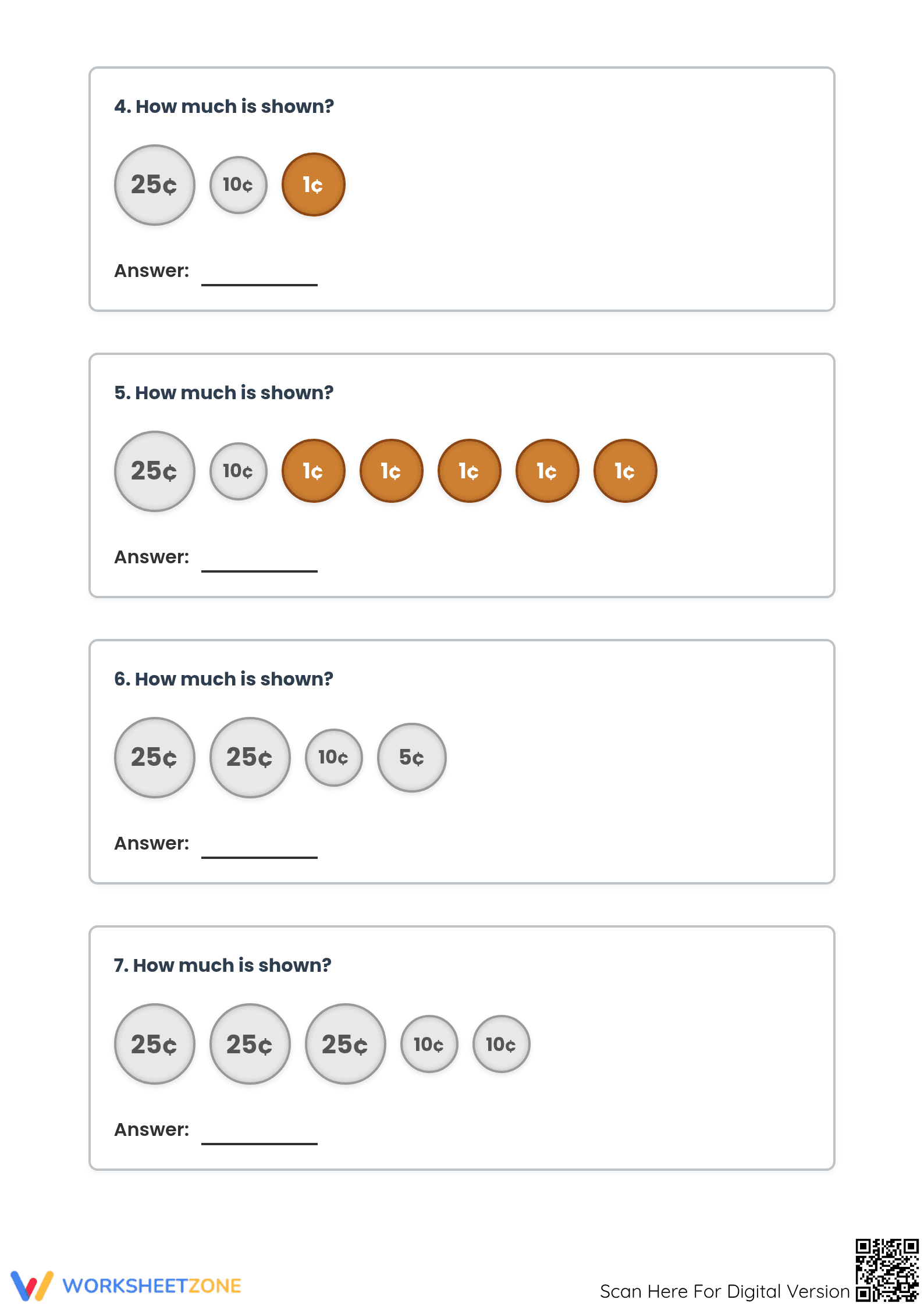 Counting Coins Worksheet | Grade 3-6 Essential Practice - Page 2