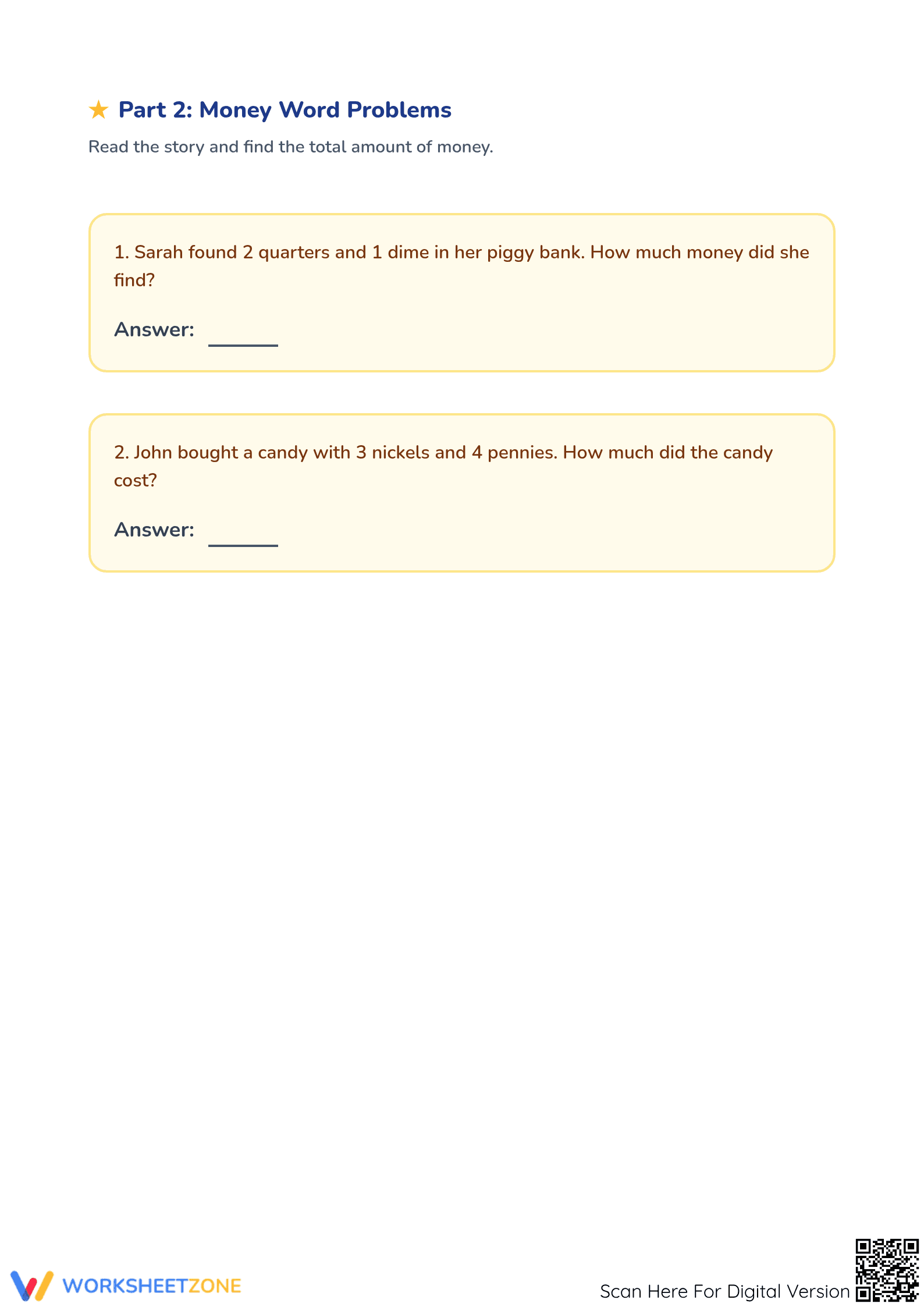 Counting Coins & Money Word Problems | Grade 3 Ready - Page 2