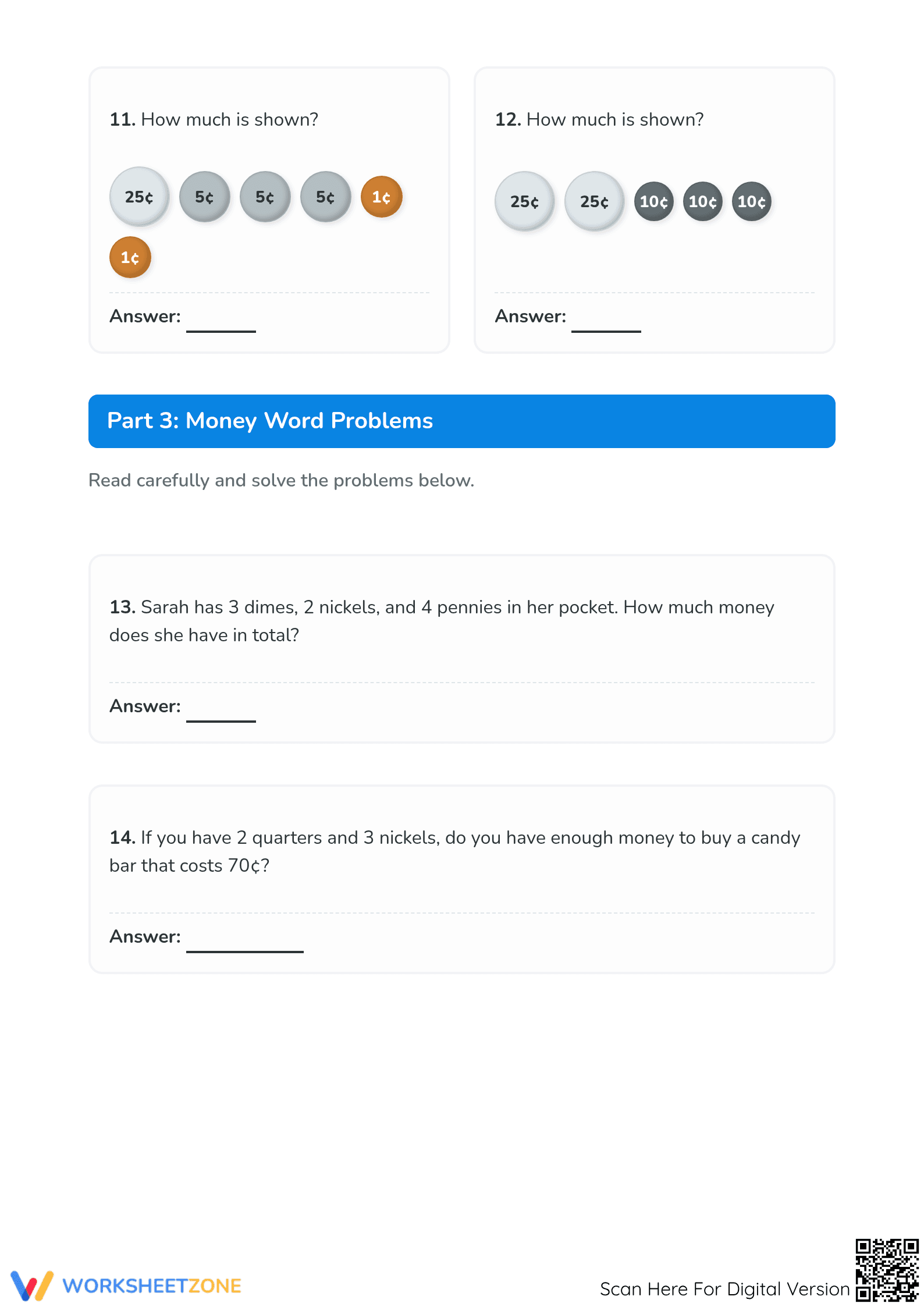 Counting Coins & Money Word Problems | Grade 3-6 Essential - Page 3