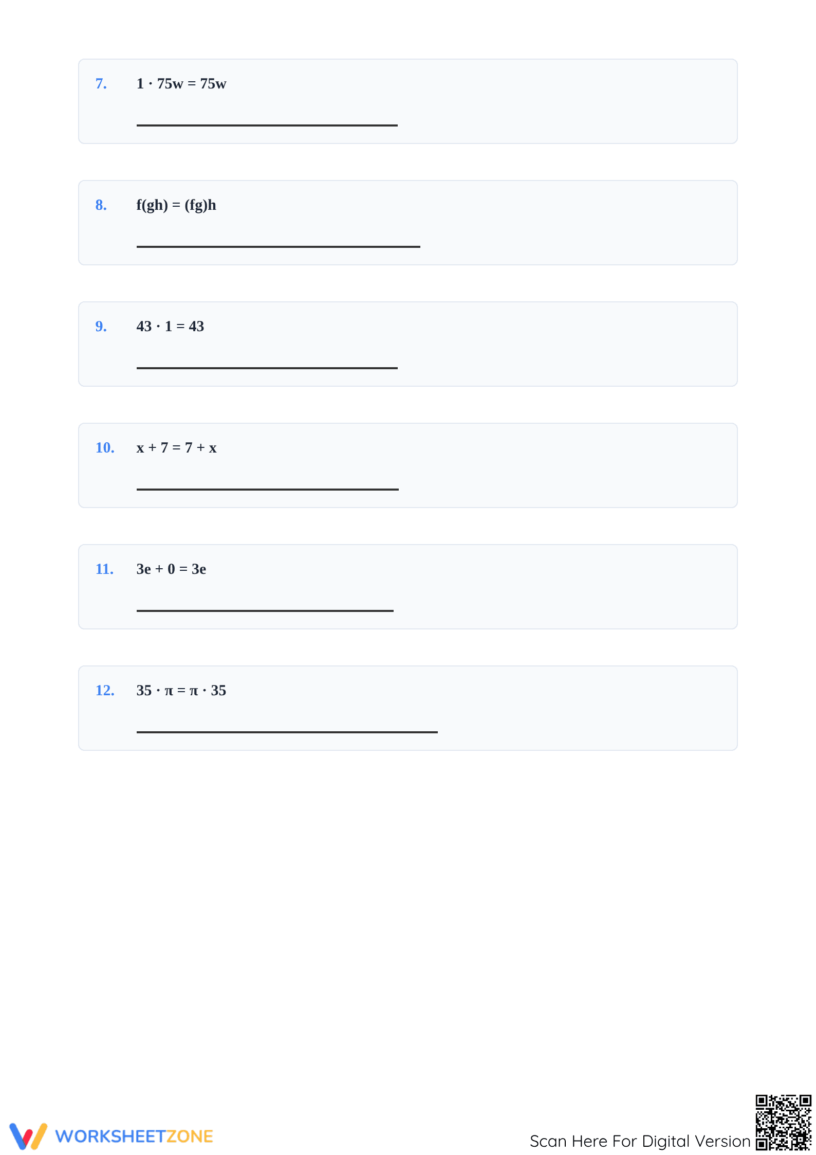 Printable Properties of Operations Worksheet | Grade 8 Math - Page 2