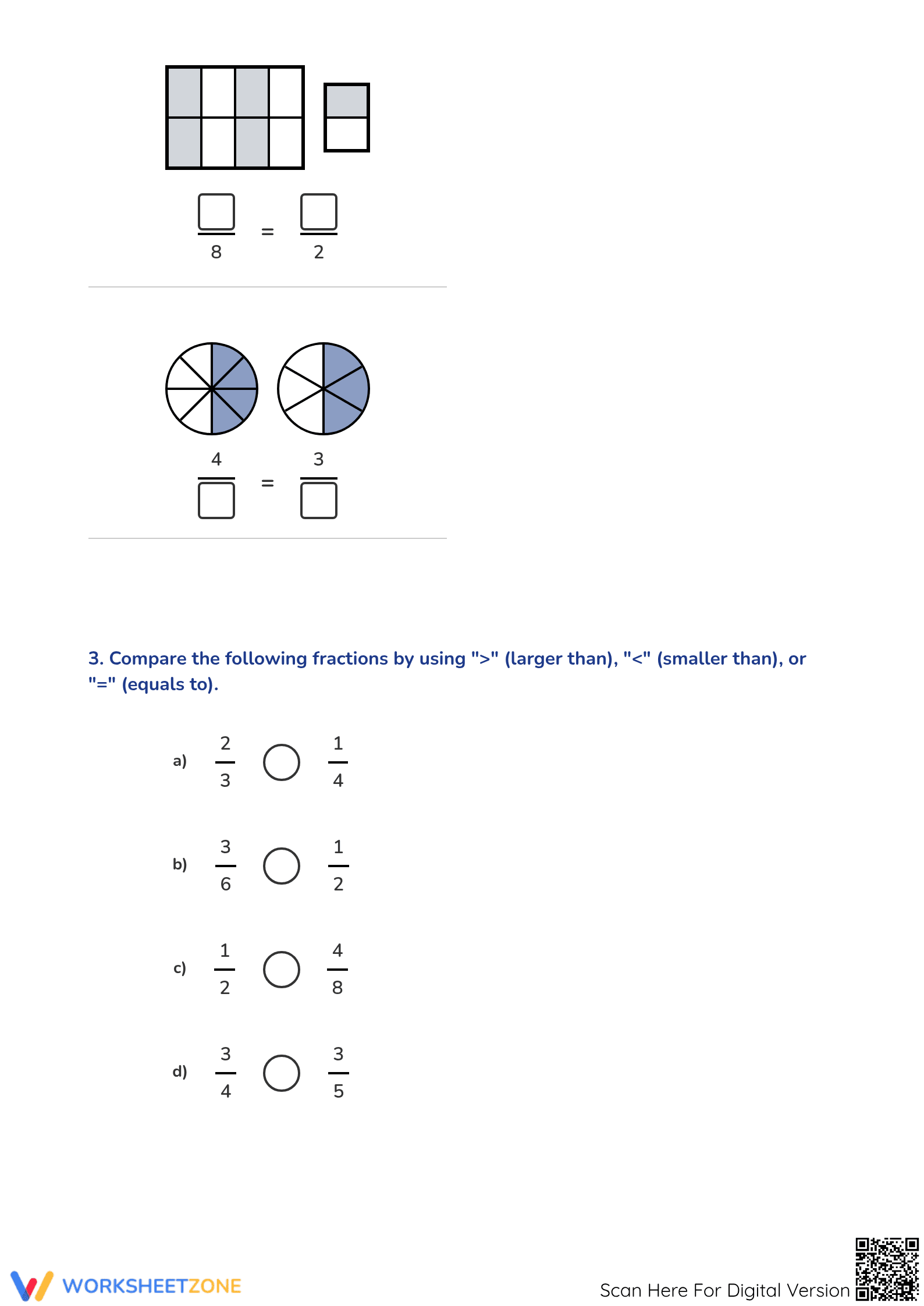 Printable Comparing Fractions Worksheet | Grade 4 Math - Page 4