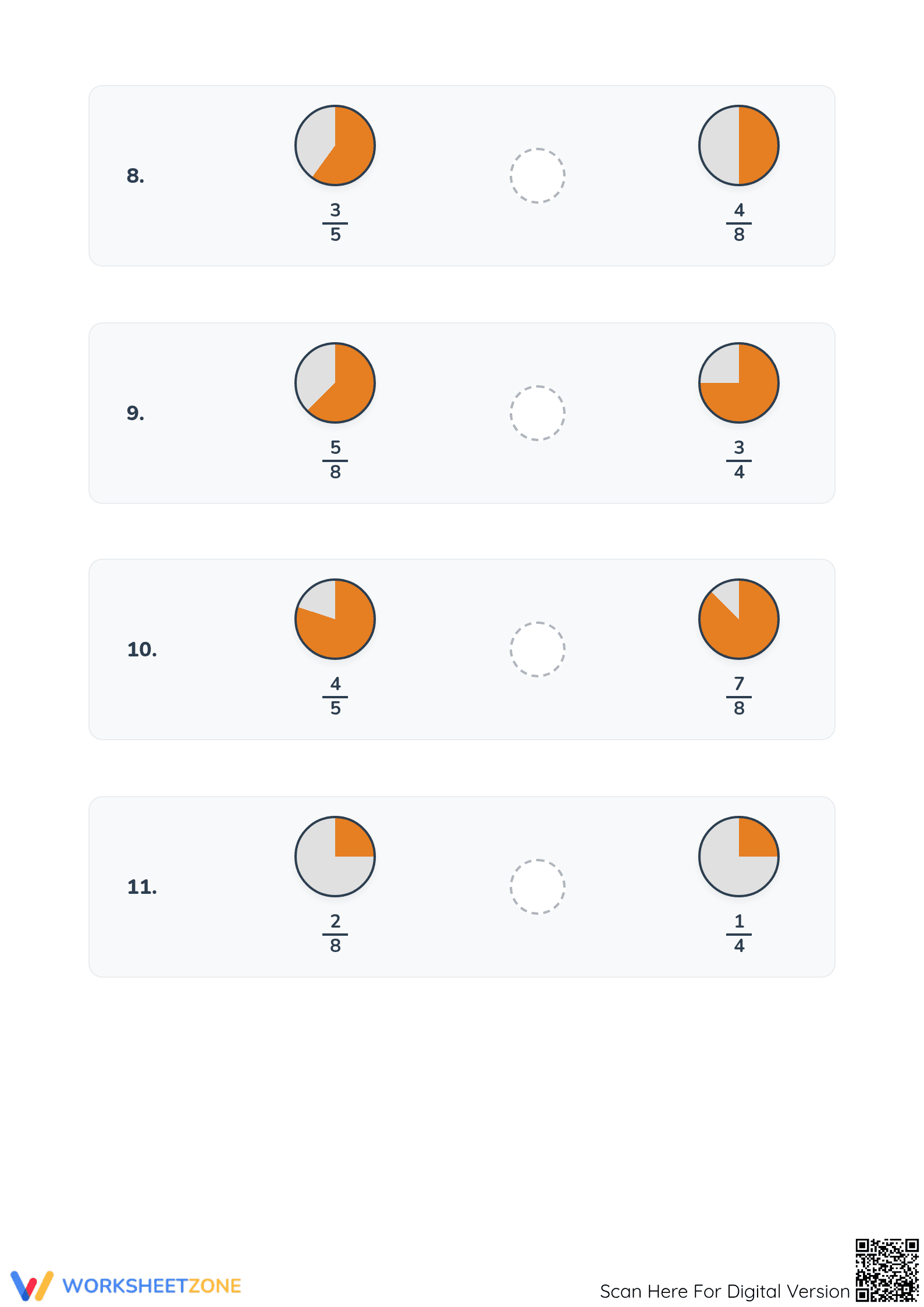 Grade 5 Comparing Fractions — Printable No-Prep Worksheet - Page 3