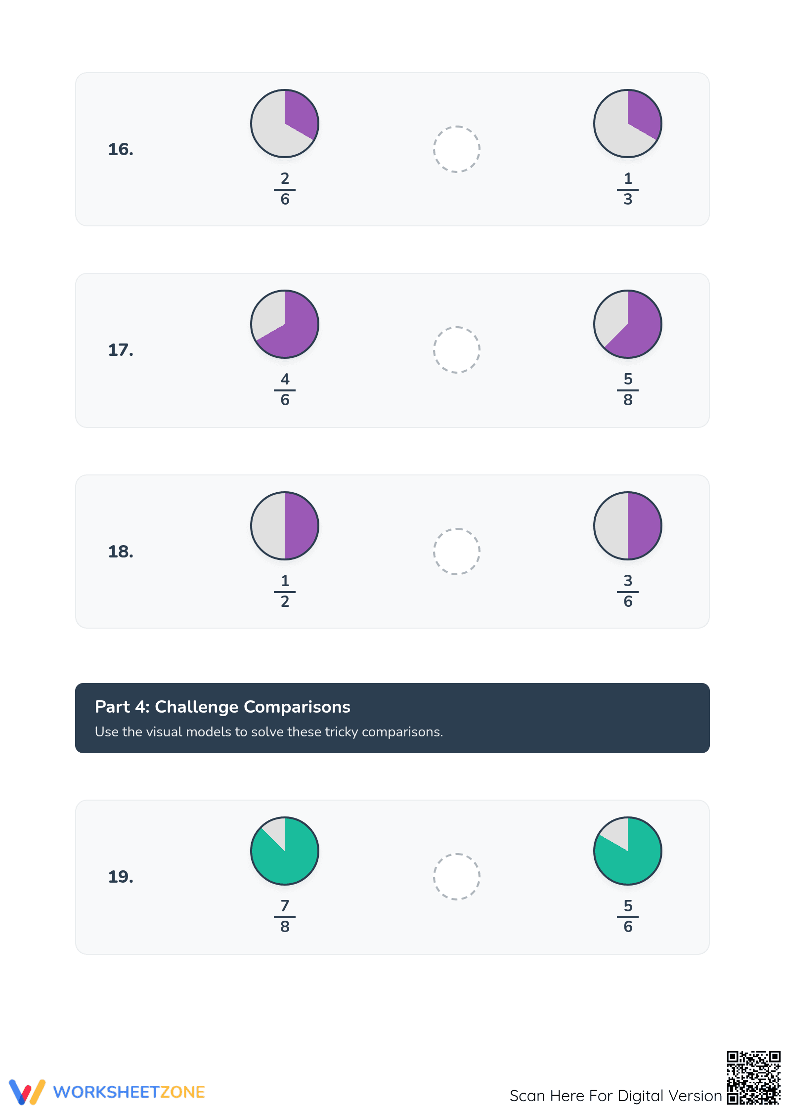 Grade 5 Comparing Fractions — Printable No-Prep Worksheet - Page 5